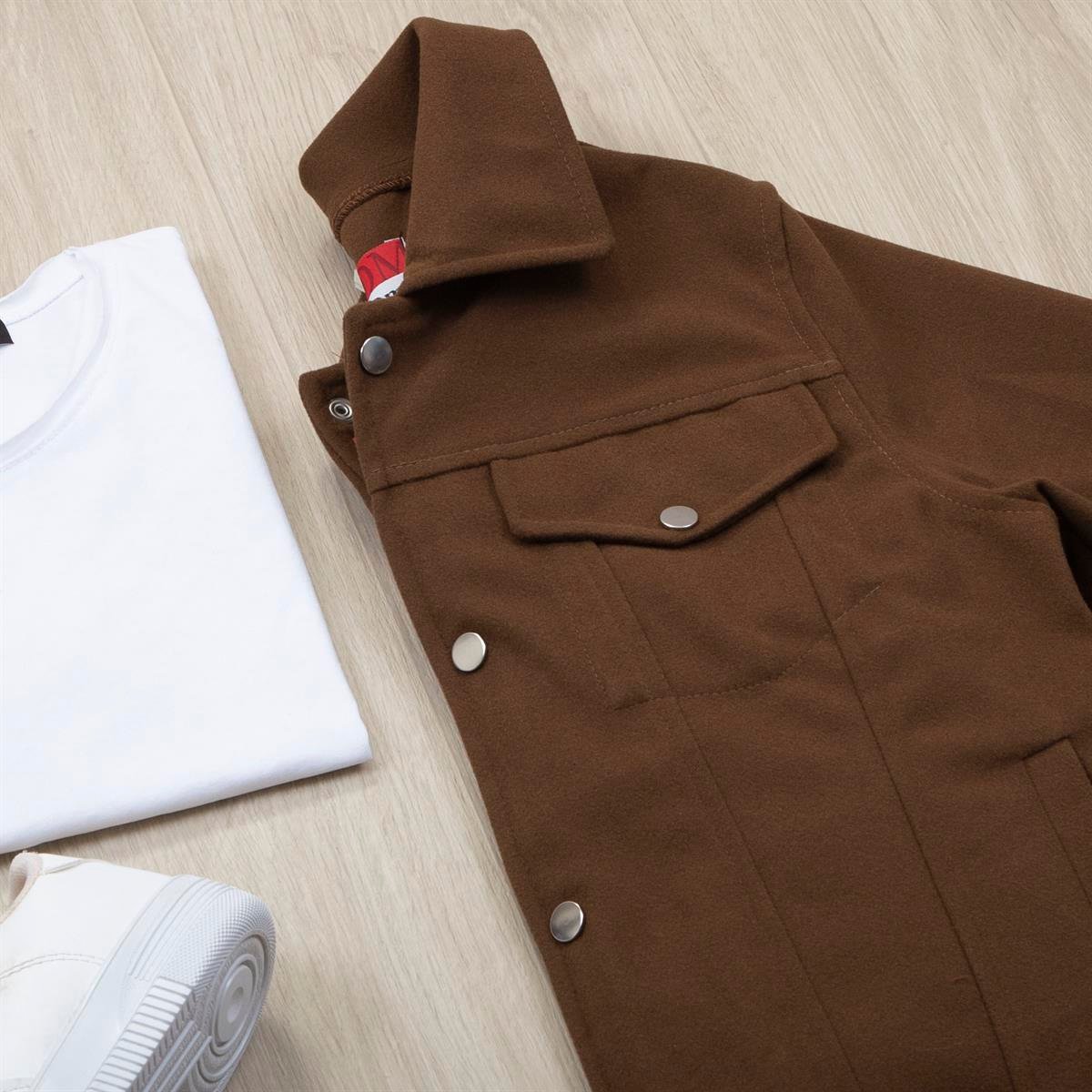 Koyu Kahve Kaşe Ceket Tişört Pantolon Ayakkabı Kombin