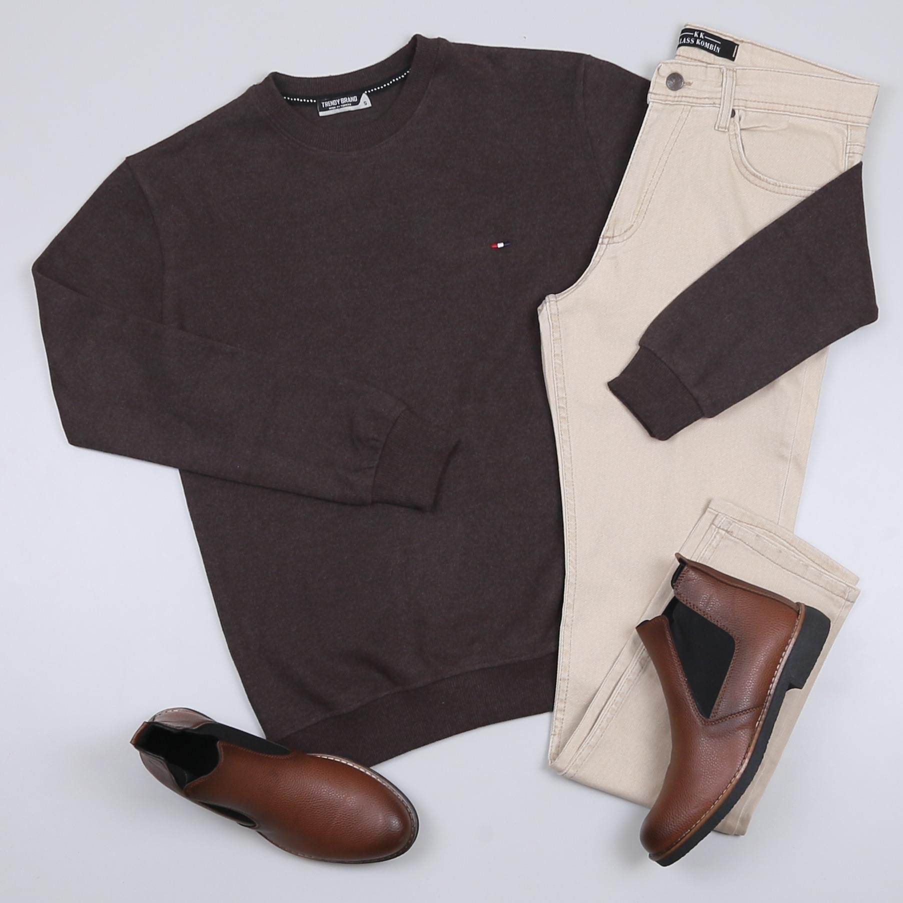 Koyu Kahve Kazak Kot Pantolon Bot Kombini