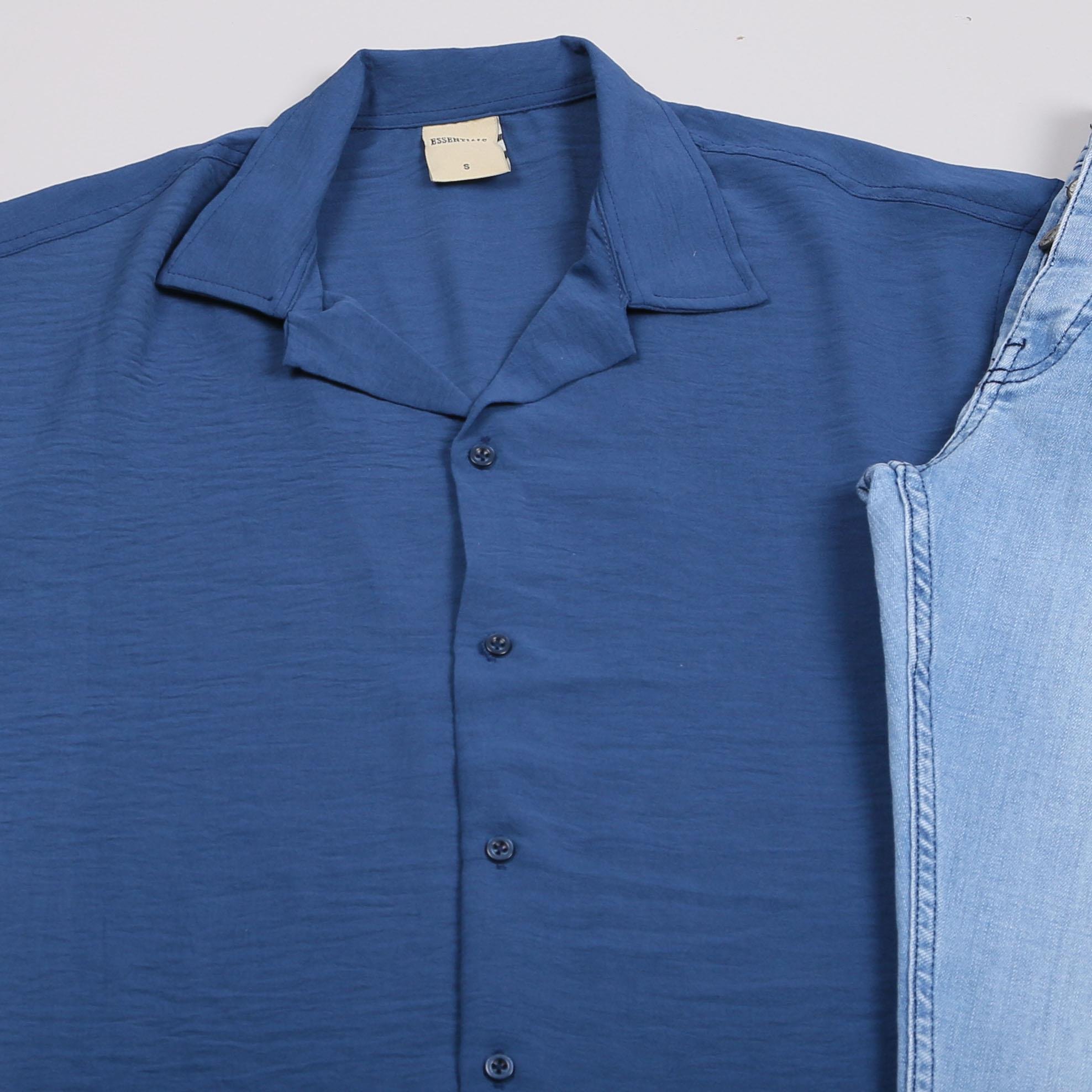 Koyu Mavi Kısa Kol Gömlek Pantolon Ayakkabı Kombin