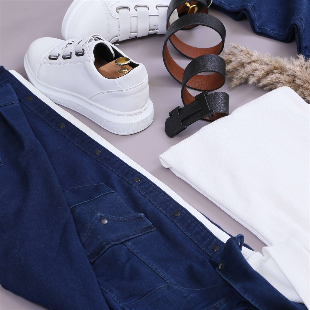 Koyu Mavi Kot Gömlek Tisört Pantolon Bot Ayakkabı