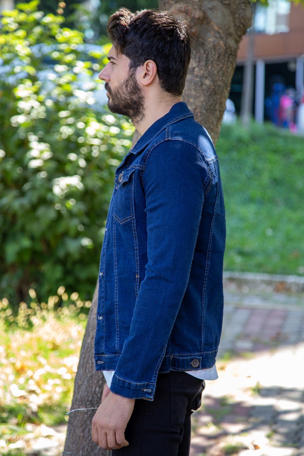 Koyu mavi slim fit kot ceket