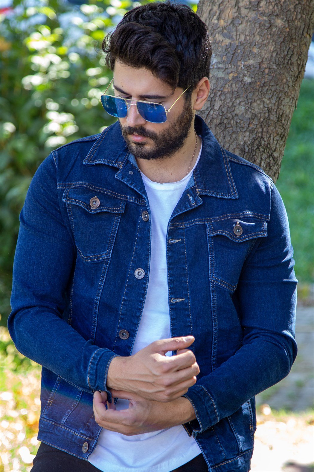 Koyu mavi slim fit kot ceket