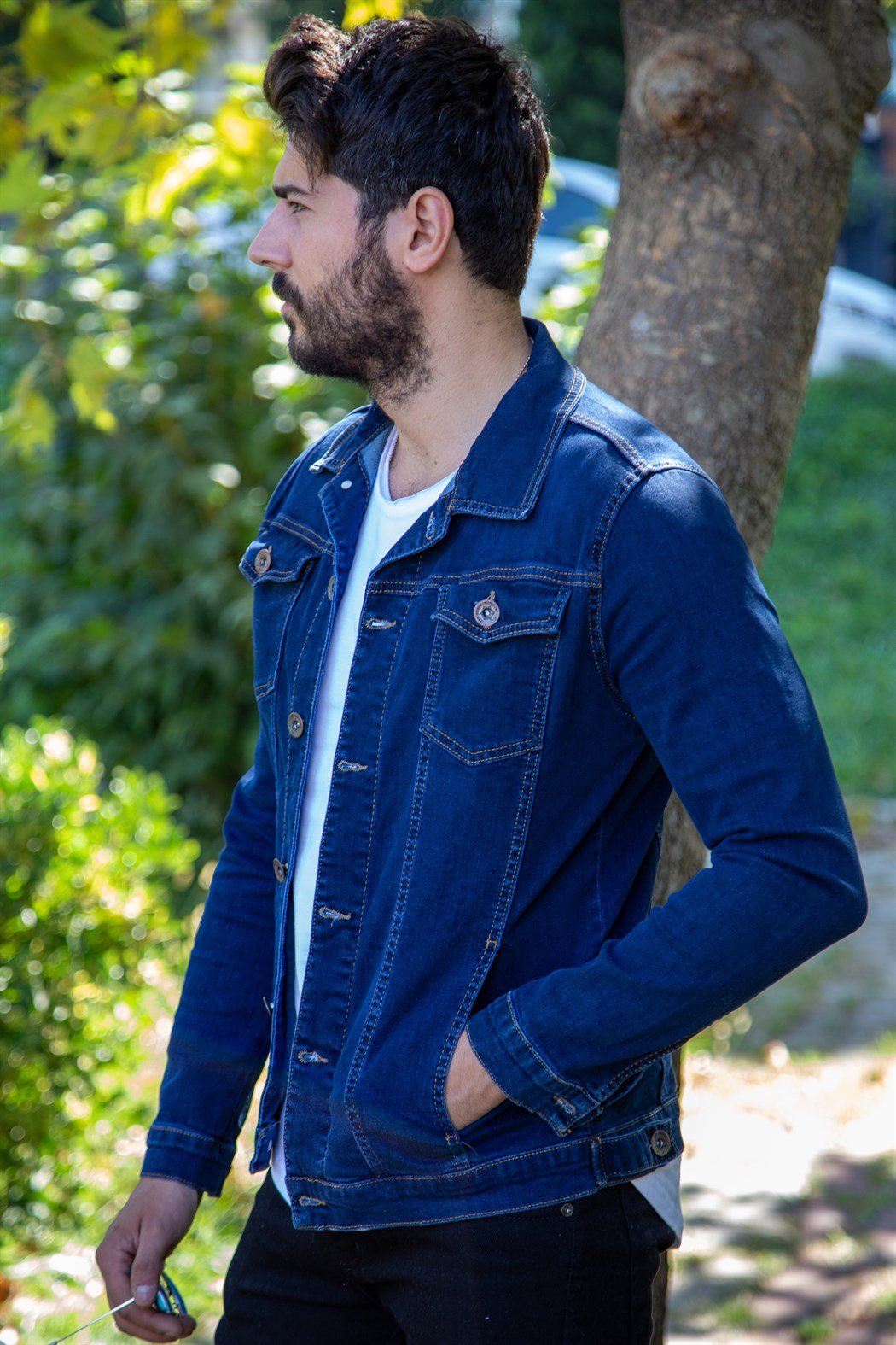 Koyu mavi slim fit kot ceket