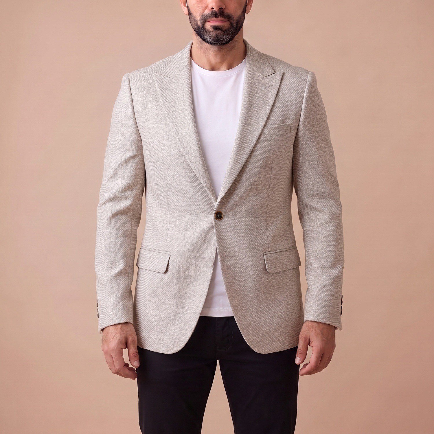 Krem Blazer Ceket Erkek