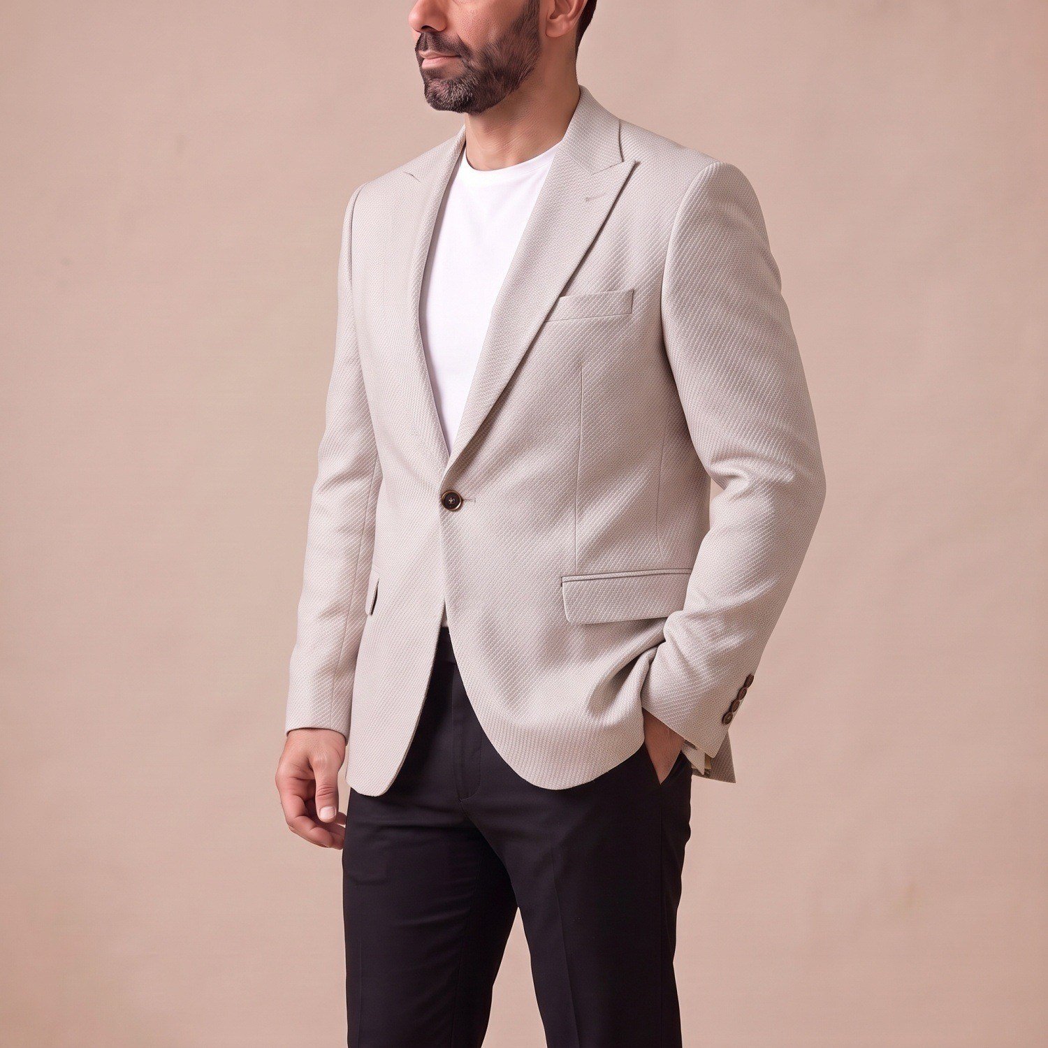 Krem Blazer Ceket Erkek