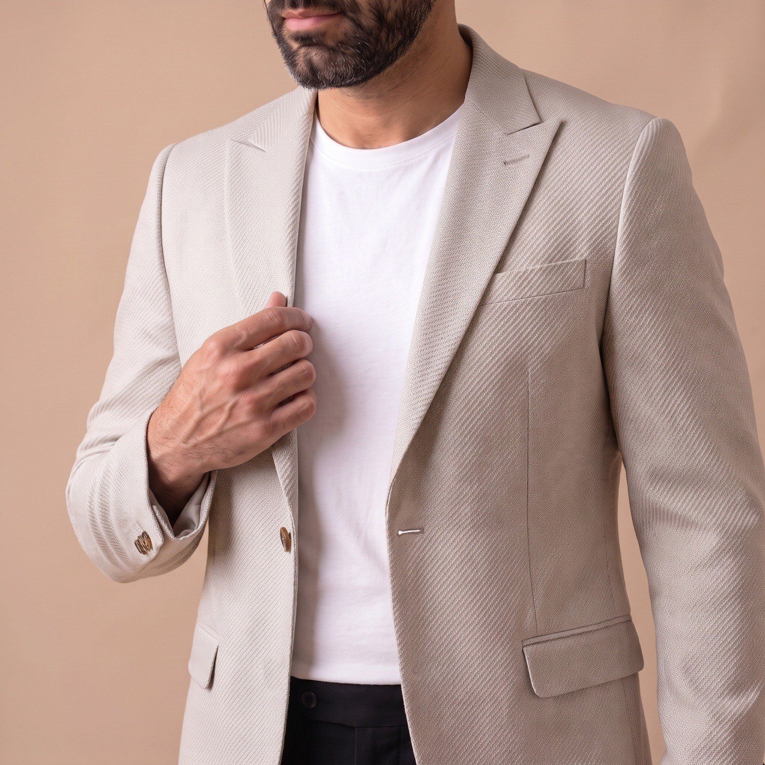 Krem Blazer Ceket Erkek