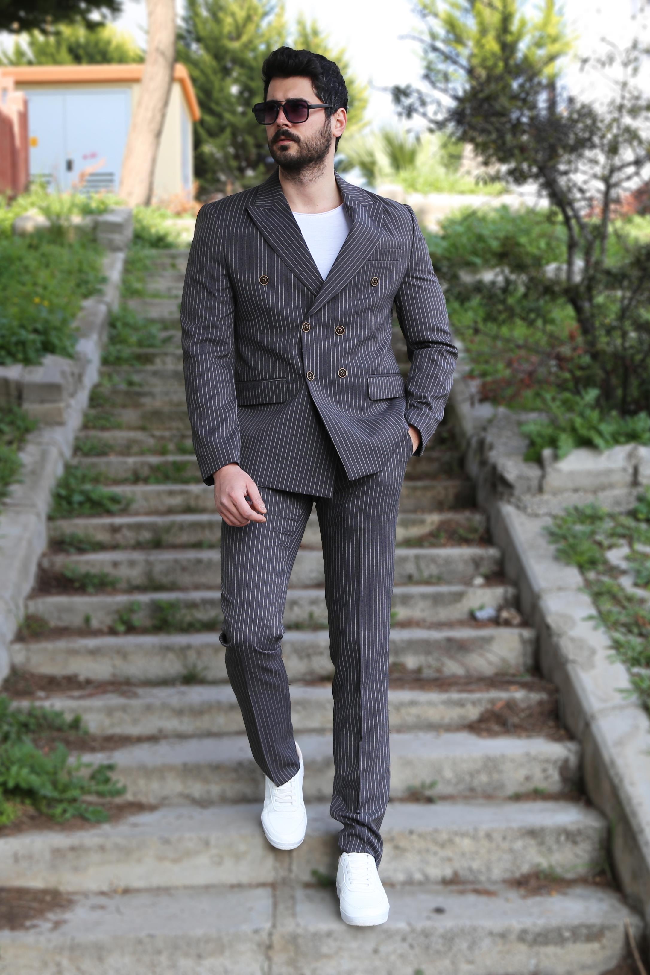 Kruvaze Ceket Pantolon 2'li Set