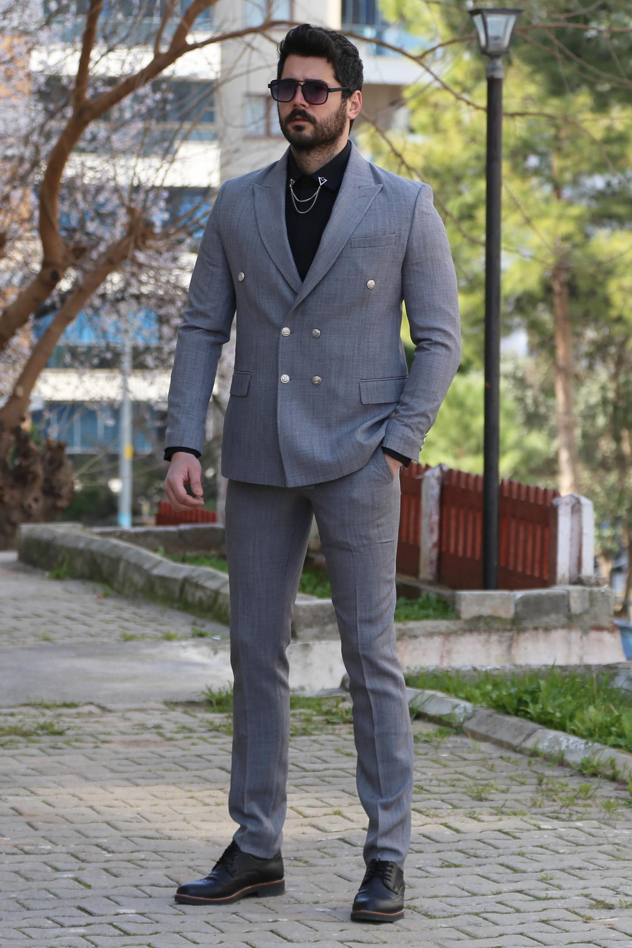 Kruvaze Ceket Pantolon 2'li Set