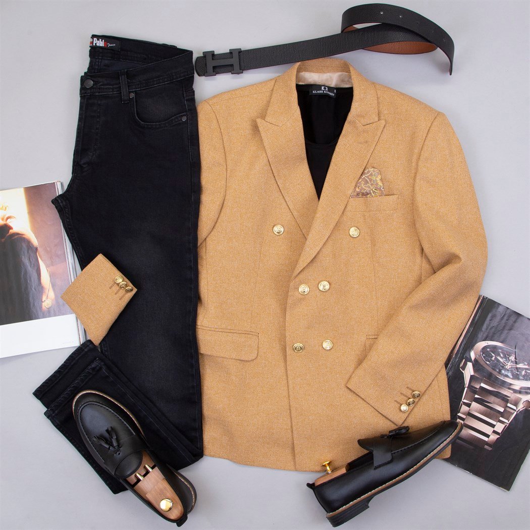 Kruvaze Ceket Pantolon Tişört Ayakkabı Kombin