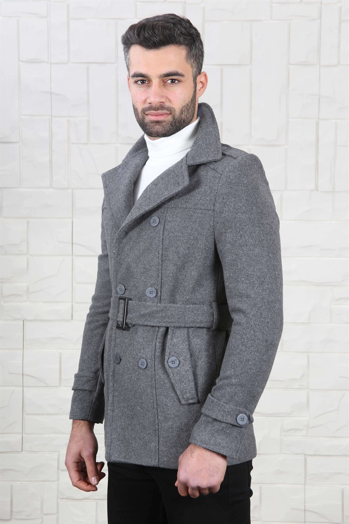 KRUVAZE YAKA ERKEK KAŞE MONT FÜME