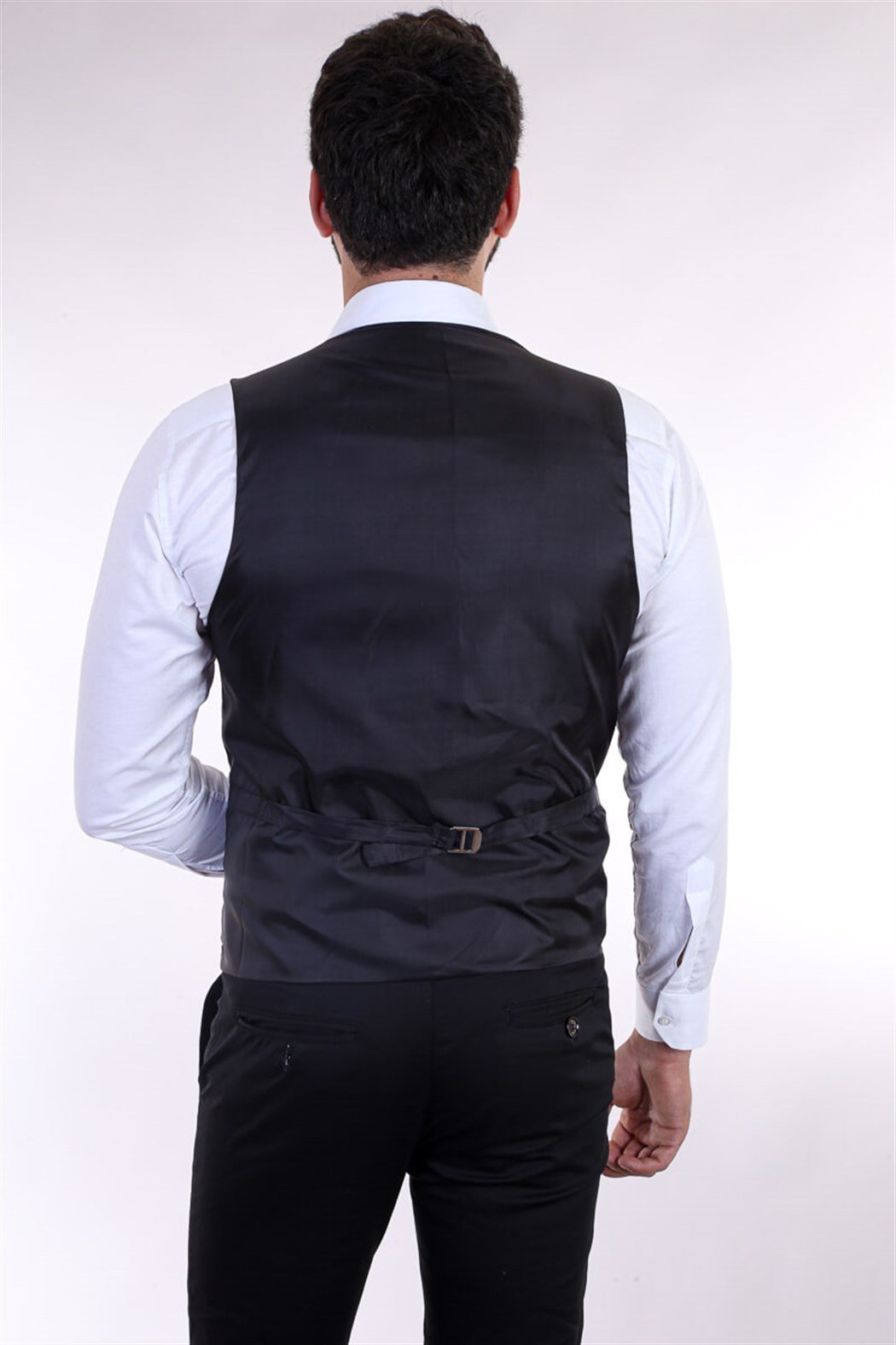 Kruvaze Yaka Klasik Siyah Yelek