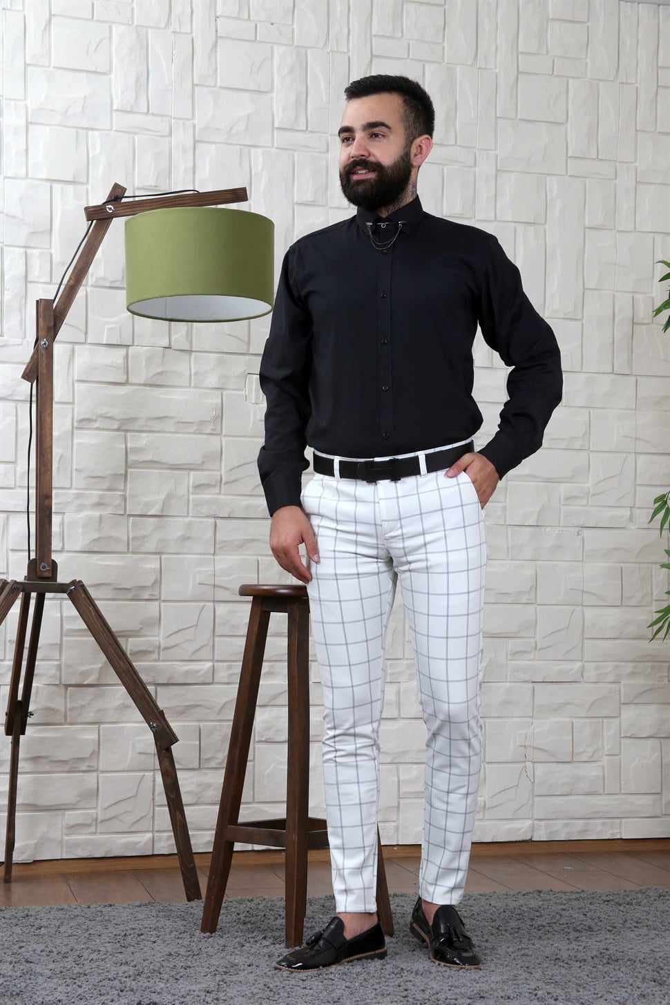 Kumaş Pantolon Gömlek Ayakkabı Kombini