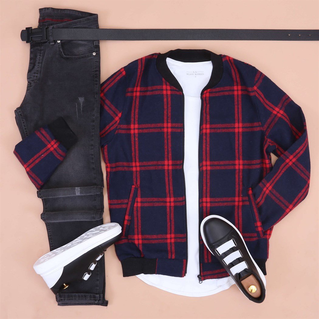 laciver Ekoseli Triko Ayakkabı kombini