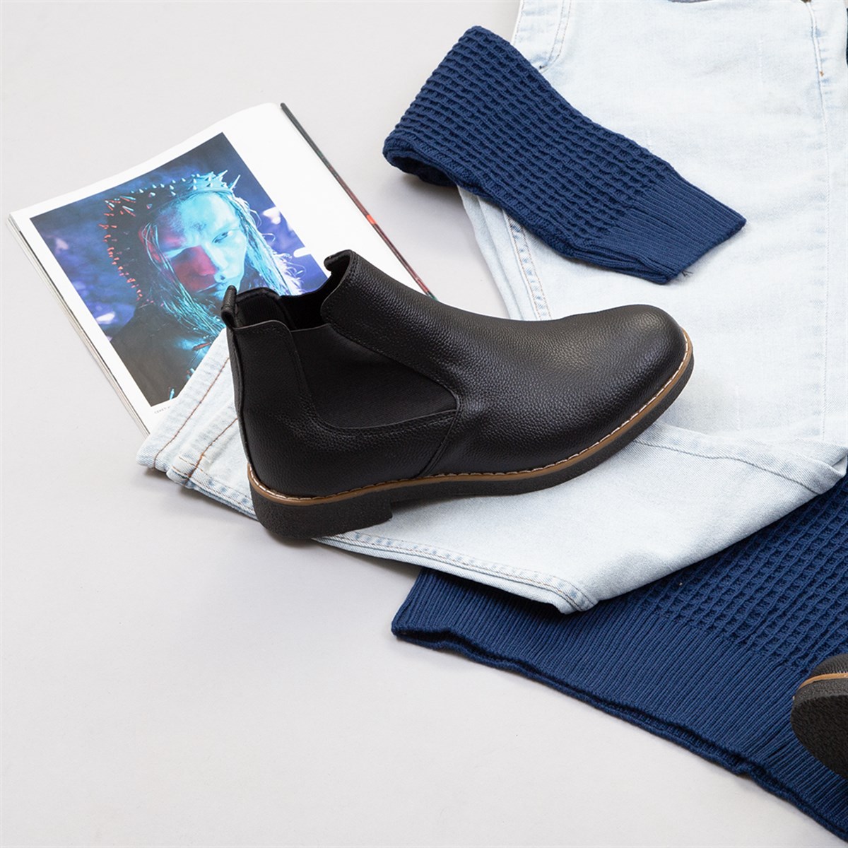 Lacivert Triko Kazak Pantolon Ayakkabı Kombin