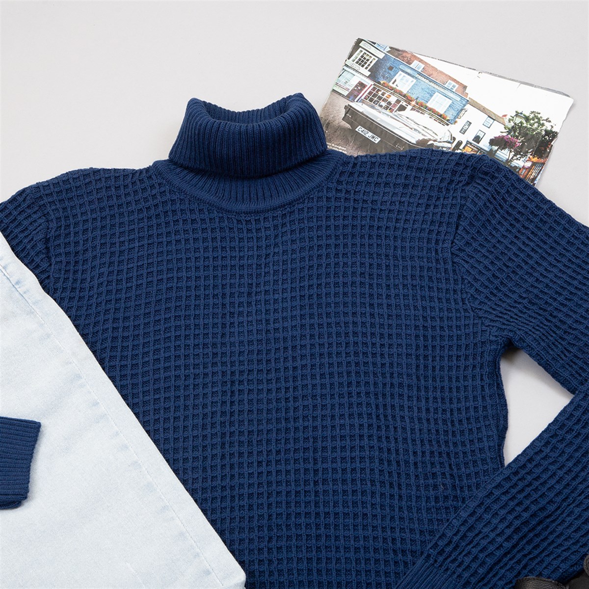 Lacivert Triko Kazak Pantolon Ayakkabı Kombin