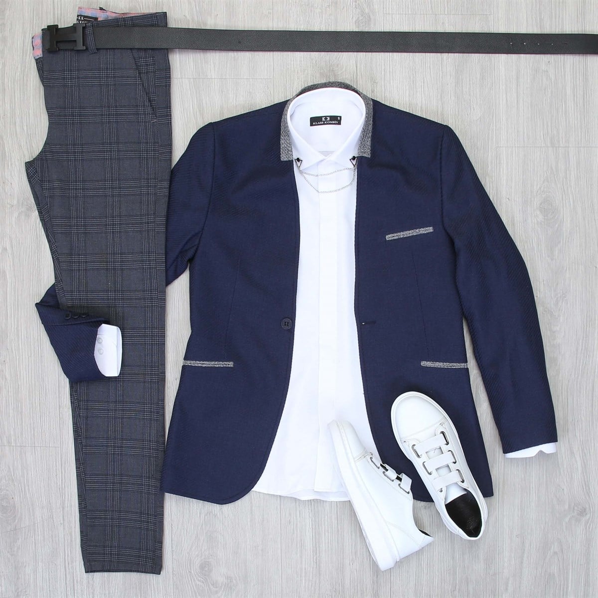 Lacivert Ceket Pantolon Gömlek Ayakkabı Kombini