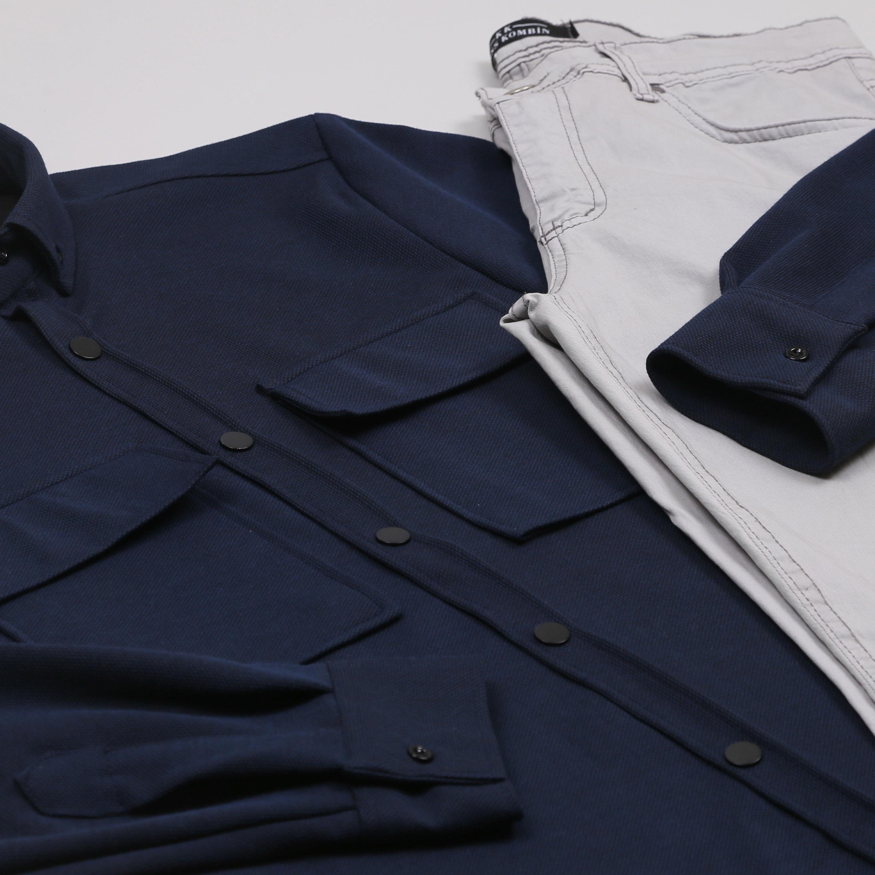 Lacivert Cepli Gömlek Pantolon Ayakkabı Kombini