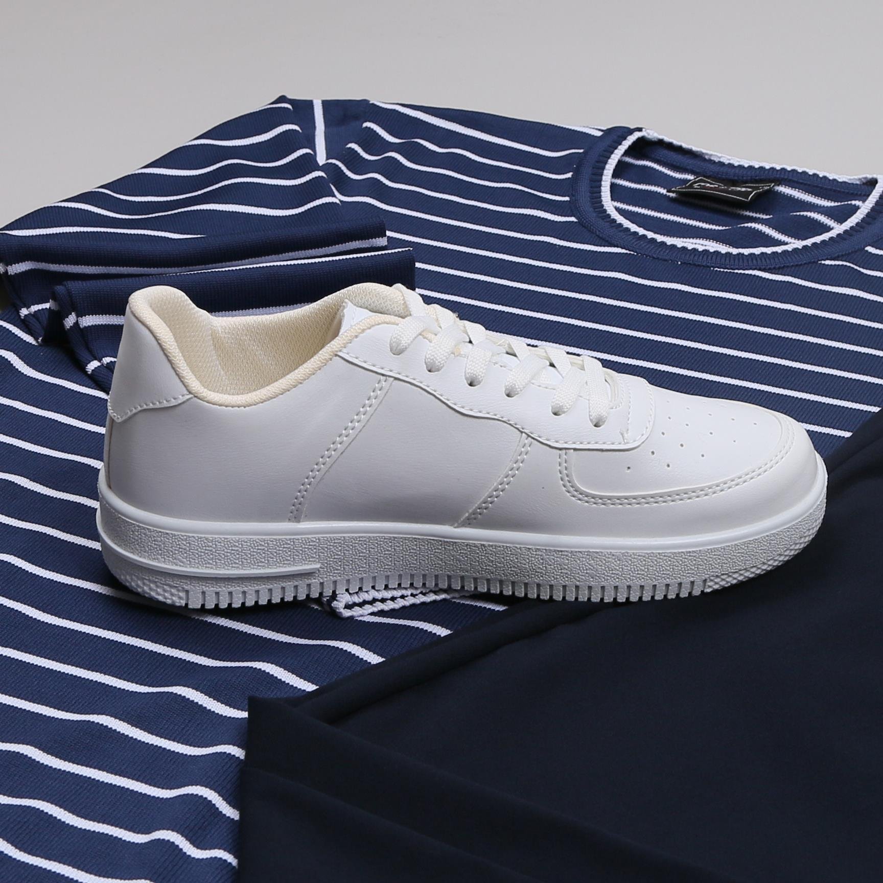 Lacivert Çizgili triko Baggy Lacivert kumaş Pantolon