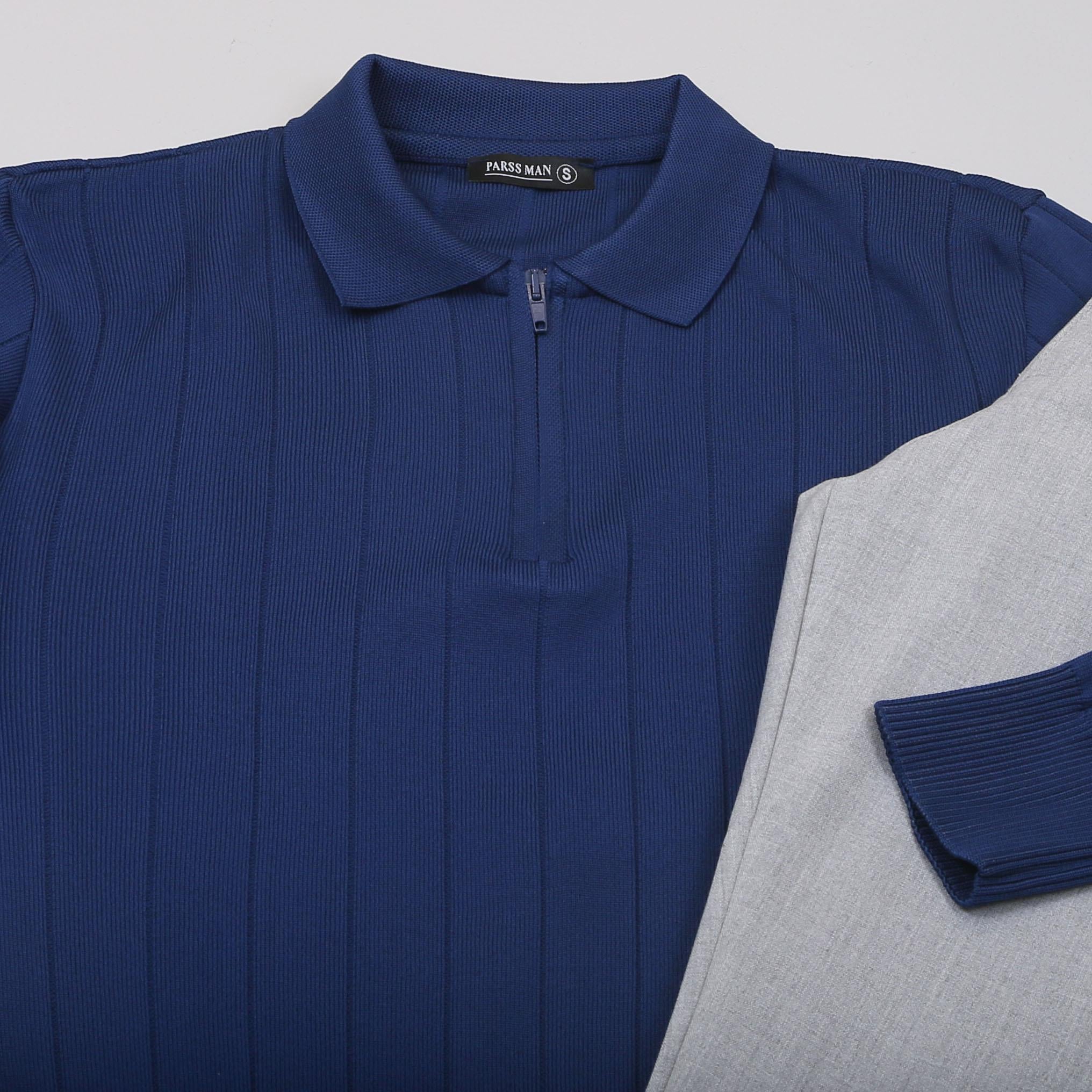 Lacivert Çizgili Triko Polo Yaka Pantolon Ayakkabı Kombin