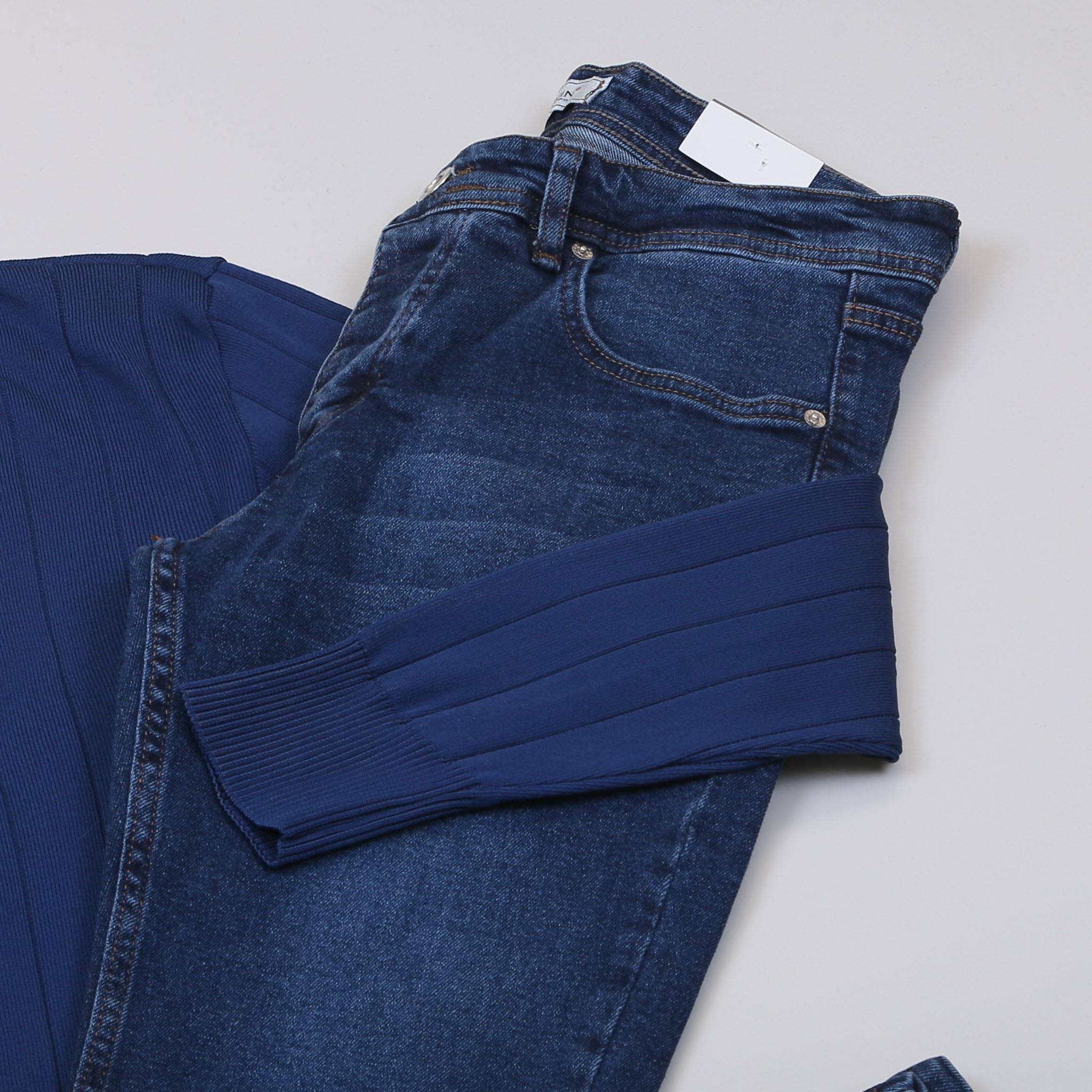 Lacivert Çizgili Triko Polo Yaka Pantolon Bot Kombin