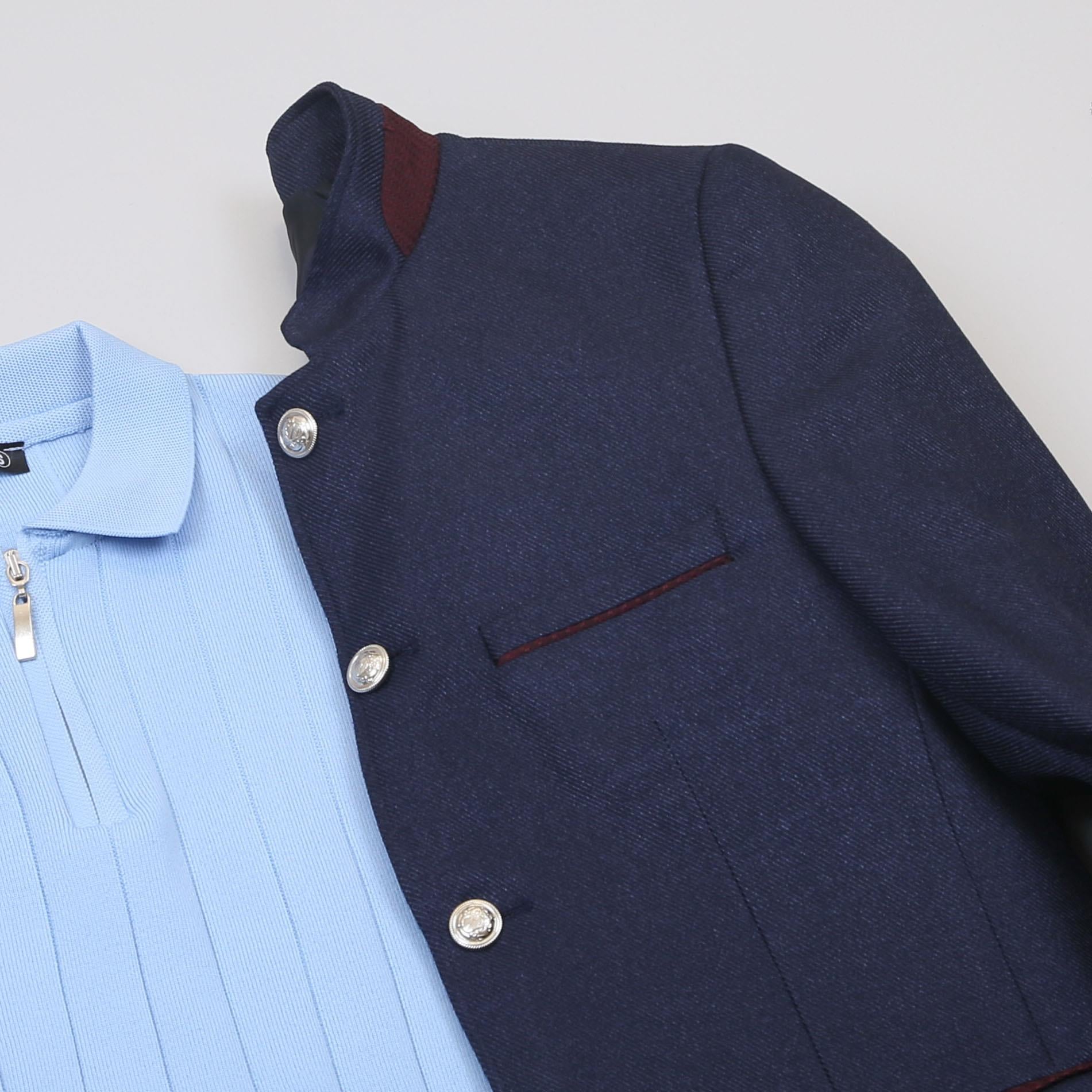 Lacivert Dik Yaka Blazer Ceket Triko Kazak Pantolon Ayakkabı Kombin