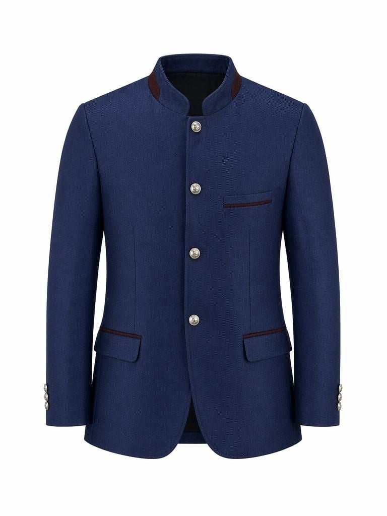 Lacivert Dik Yaka Tek Ceket