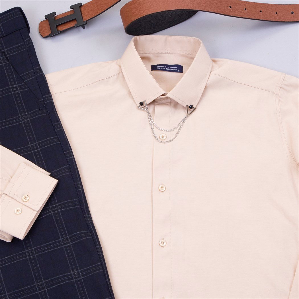 Lacivert Ekoseli Pantolon Gömlek Ayakkabı Kombin