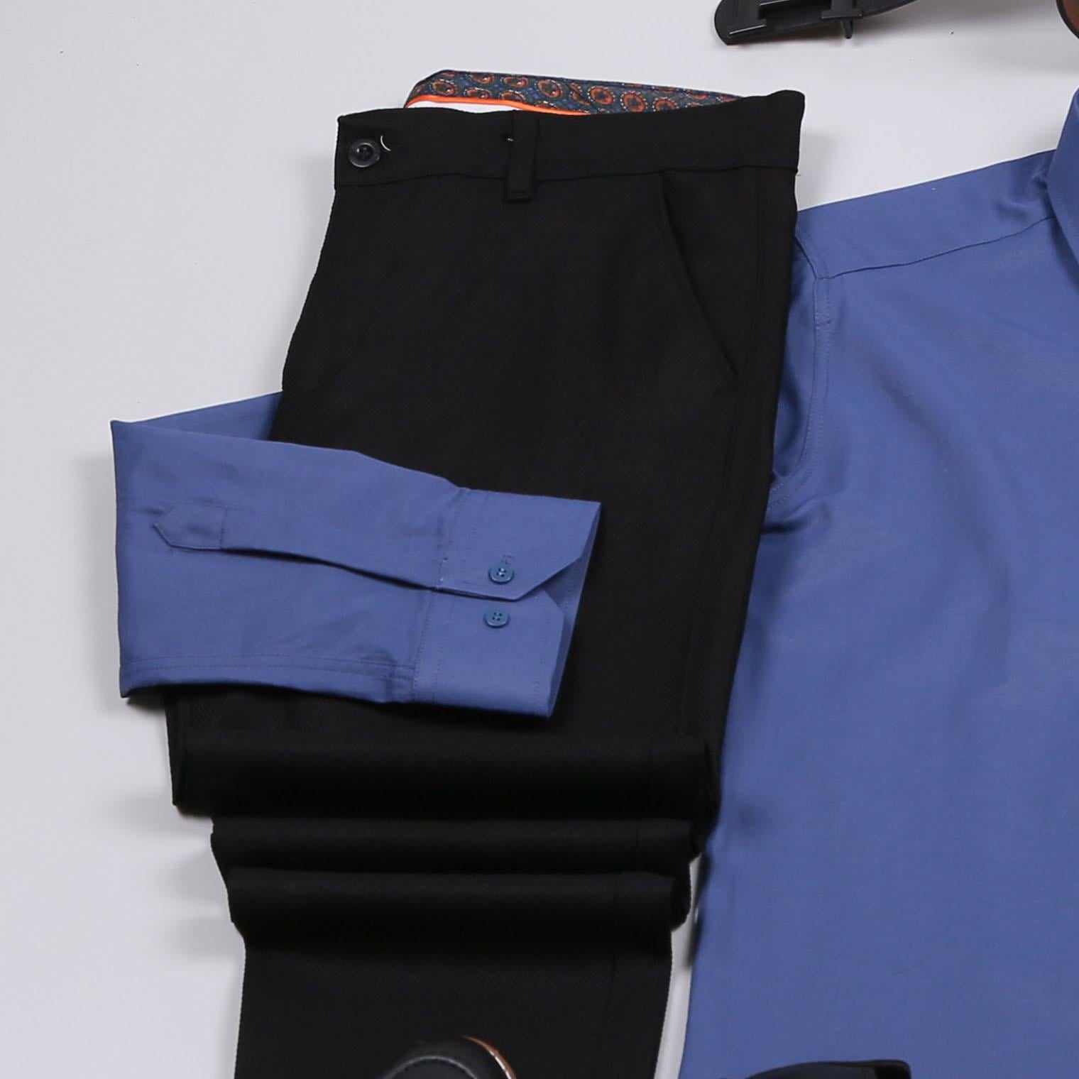 Lacivert Gömlek Siyah Pantolon Ayakkabı Kombin