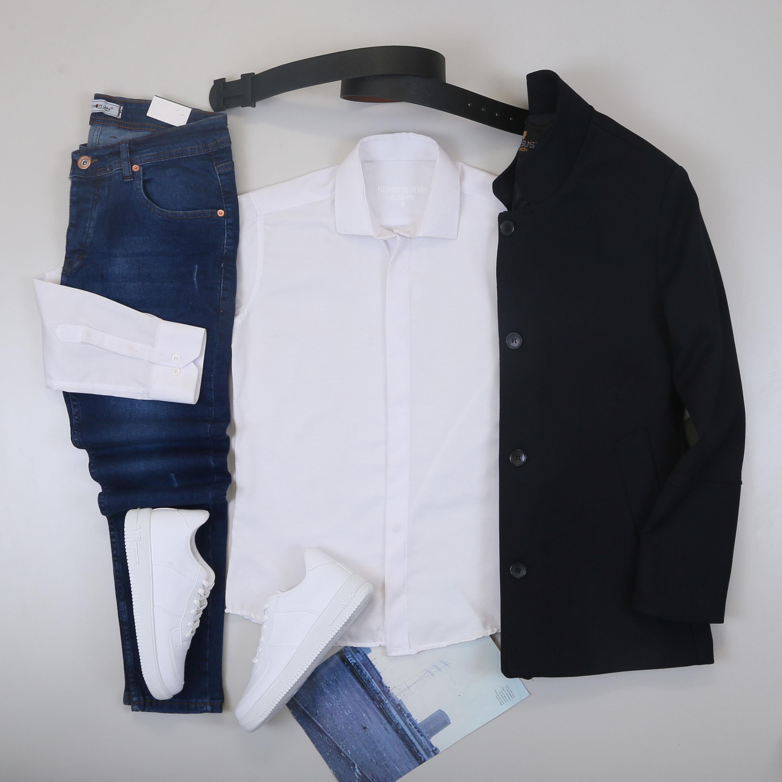 Lacivert Kaban Gömlek Pantolon Ayakkabı Kombin