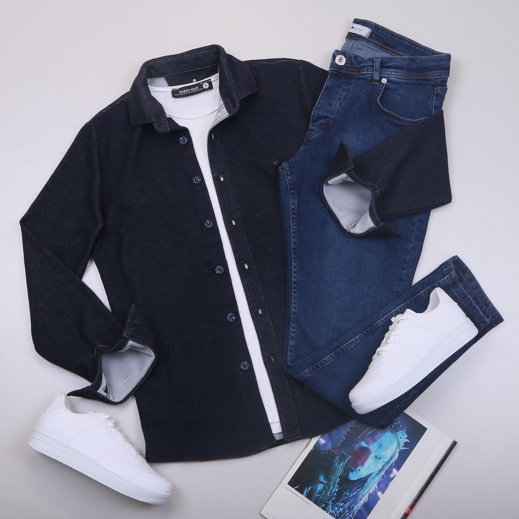 Lacivert Kaşe Gömlek Tişört Pantolon Ayakkabı Kombin