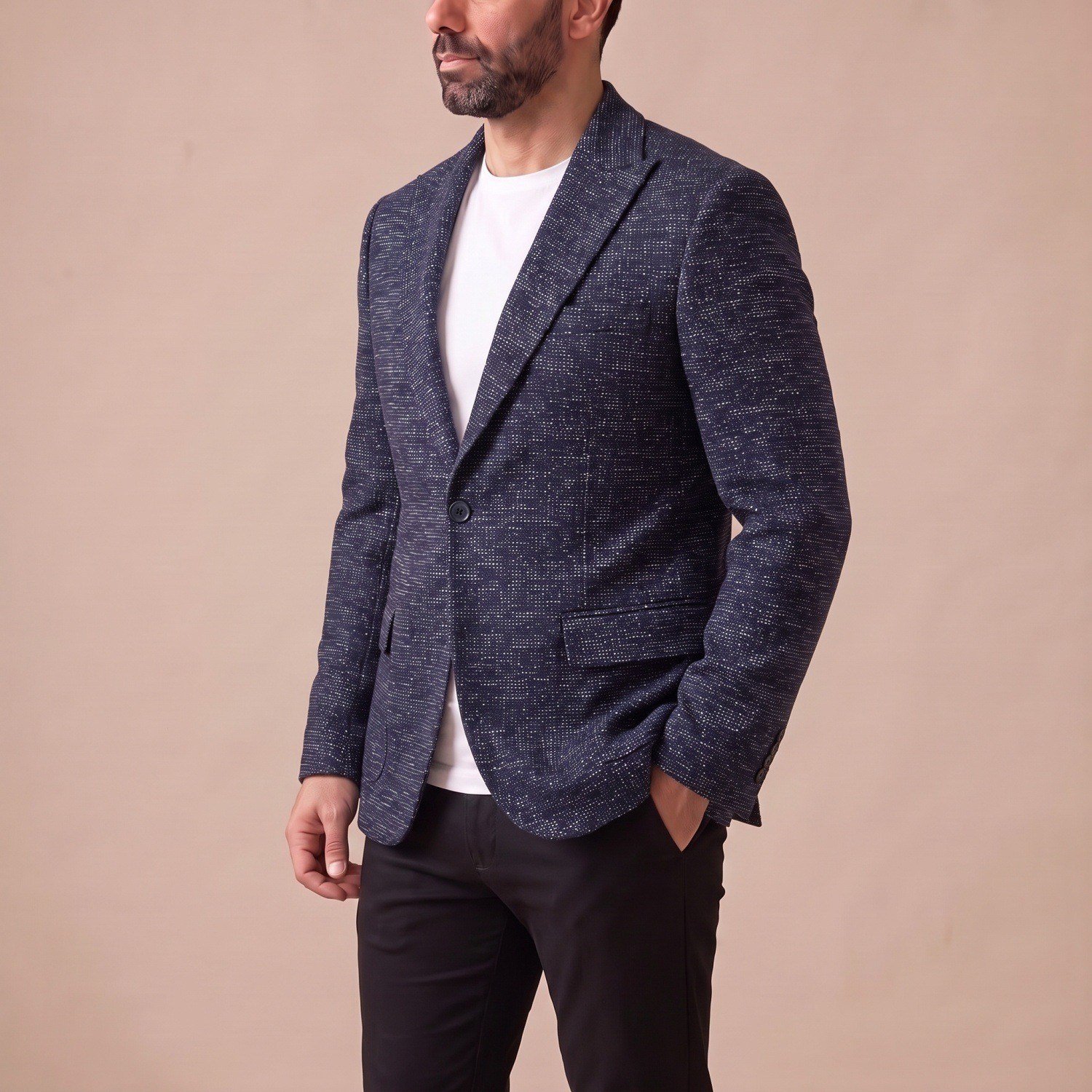 Lacivert Kırçıllı Blazer Ceket Erkek