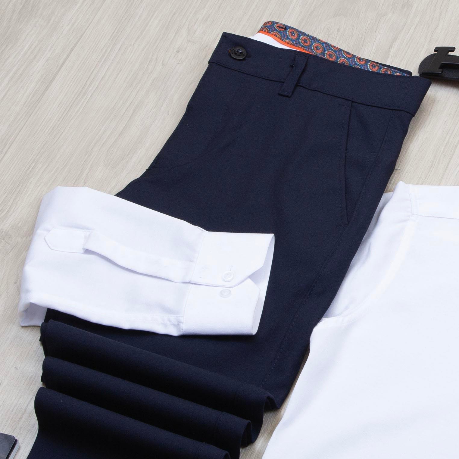 Lacivert Kırçıllı Blazer Ceket Gömlek Pantolon Ayakkabı Kombin