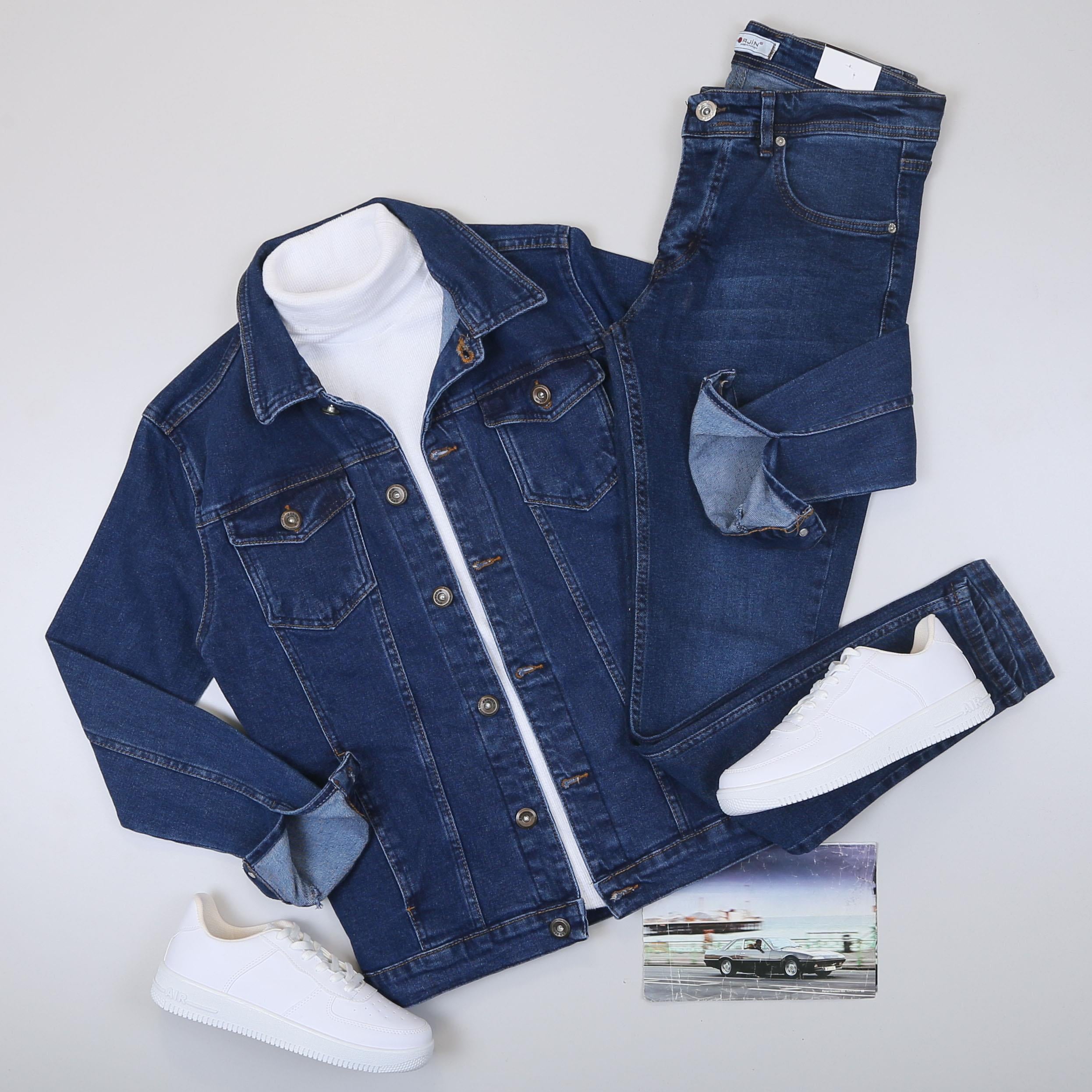 Lacivert Kot Ceket Boğazlı Body Pantolon Ayakkabı Kombin