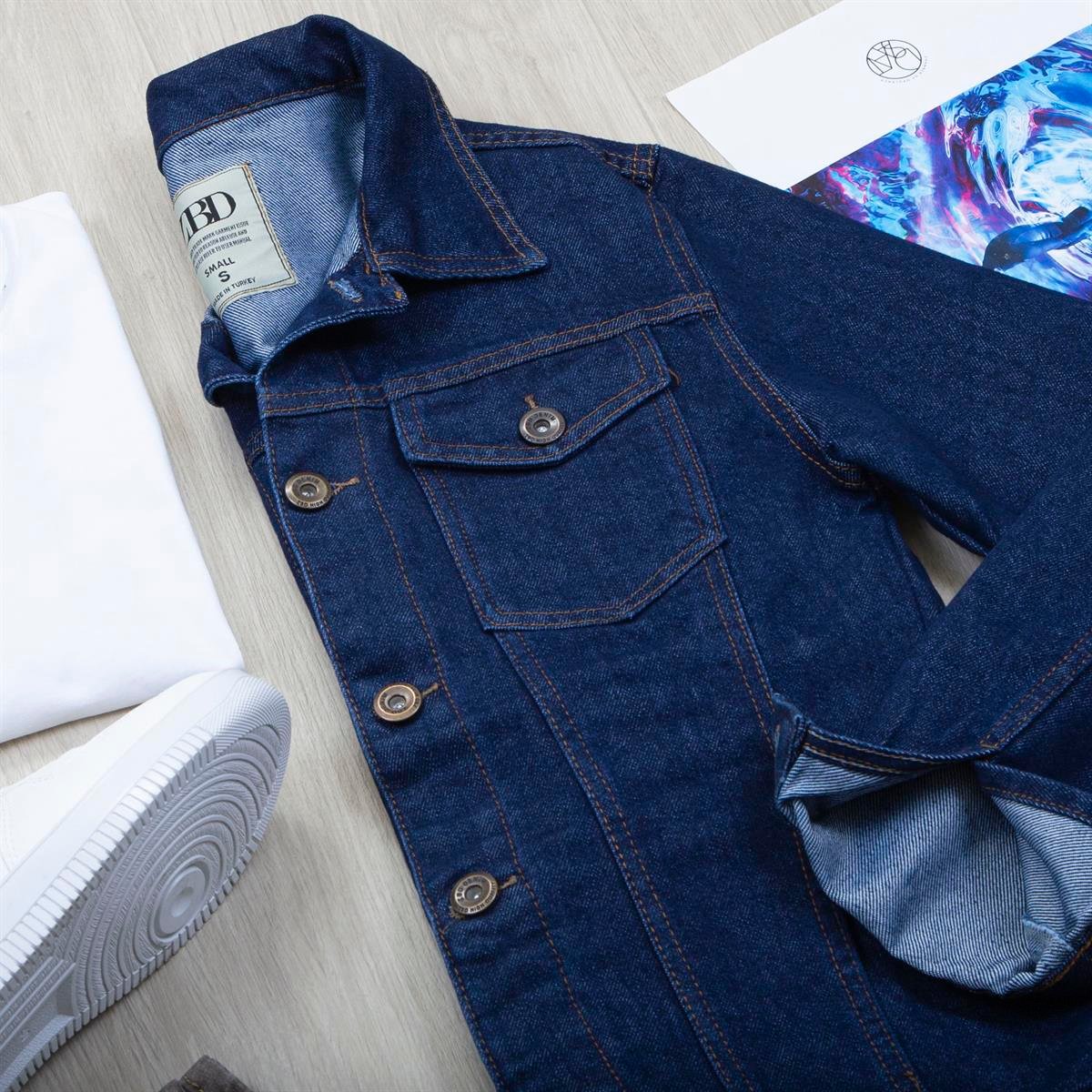 Lacivert Kot Ceket Tişört Pantolon Ayakkabı Kombin