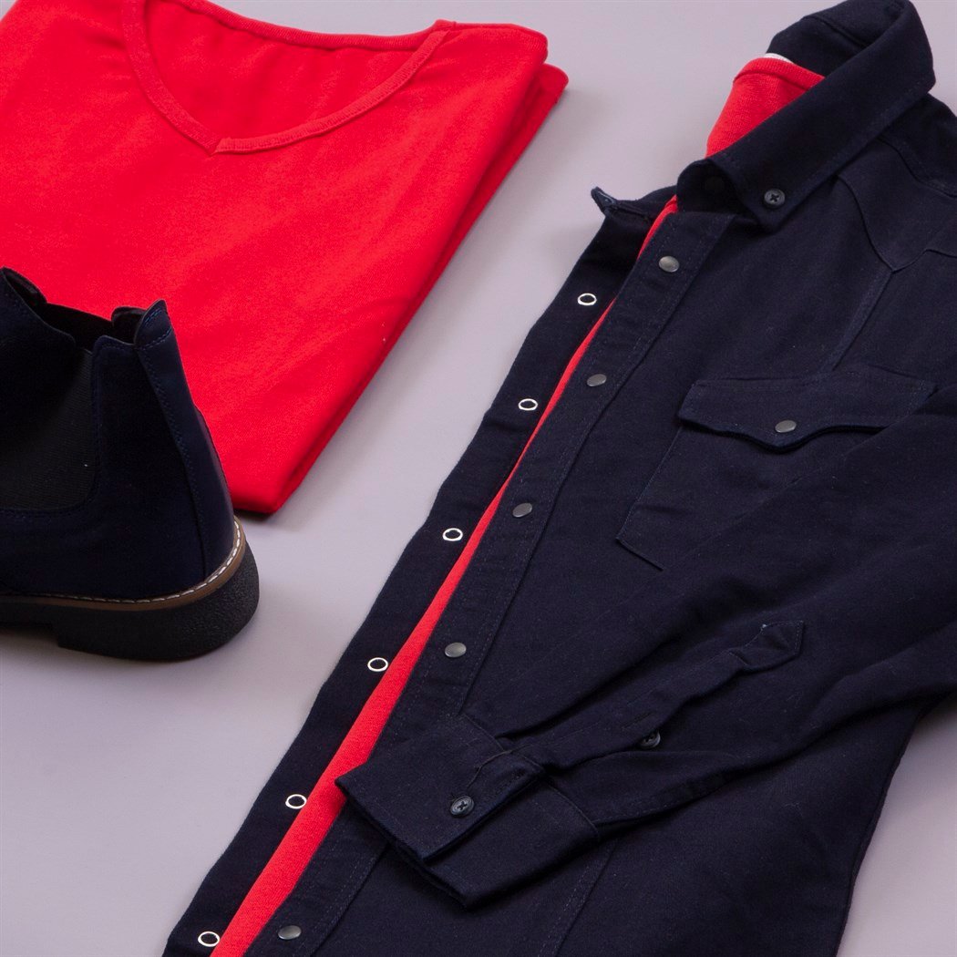 Lacivert Kot Gömlek Body Pantolon Bot Kombin