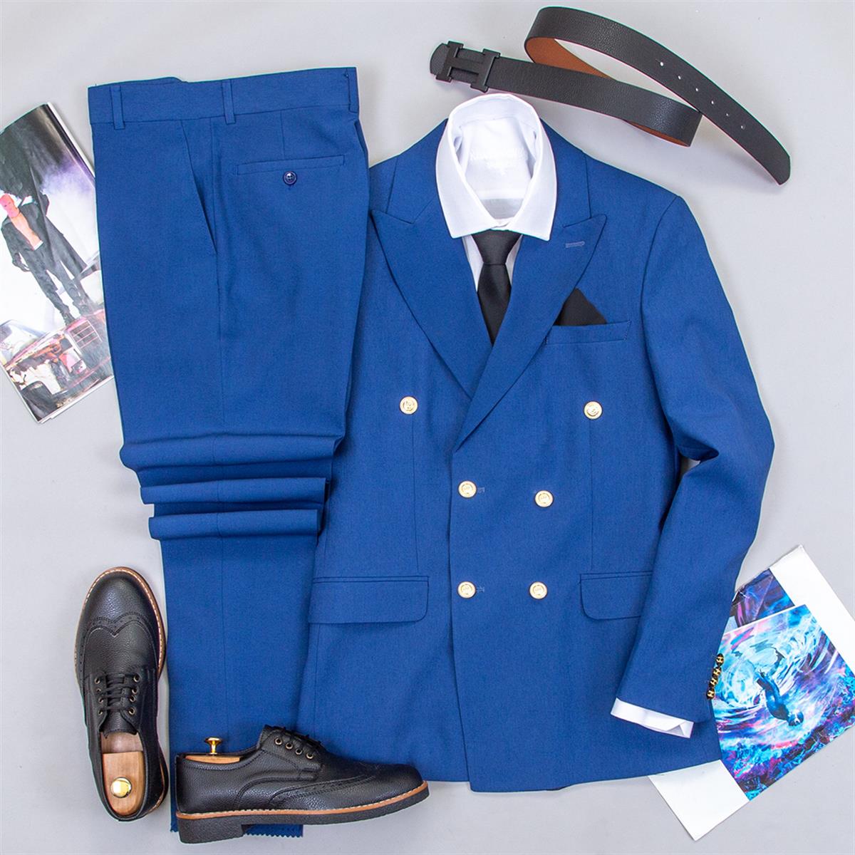 Lacivert Kruvaze Takım Elbise Kombini