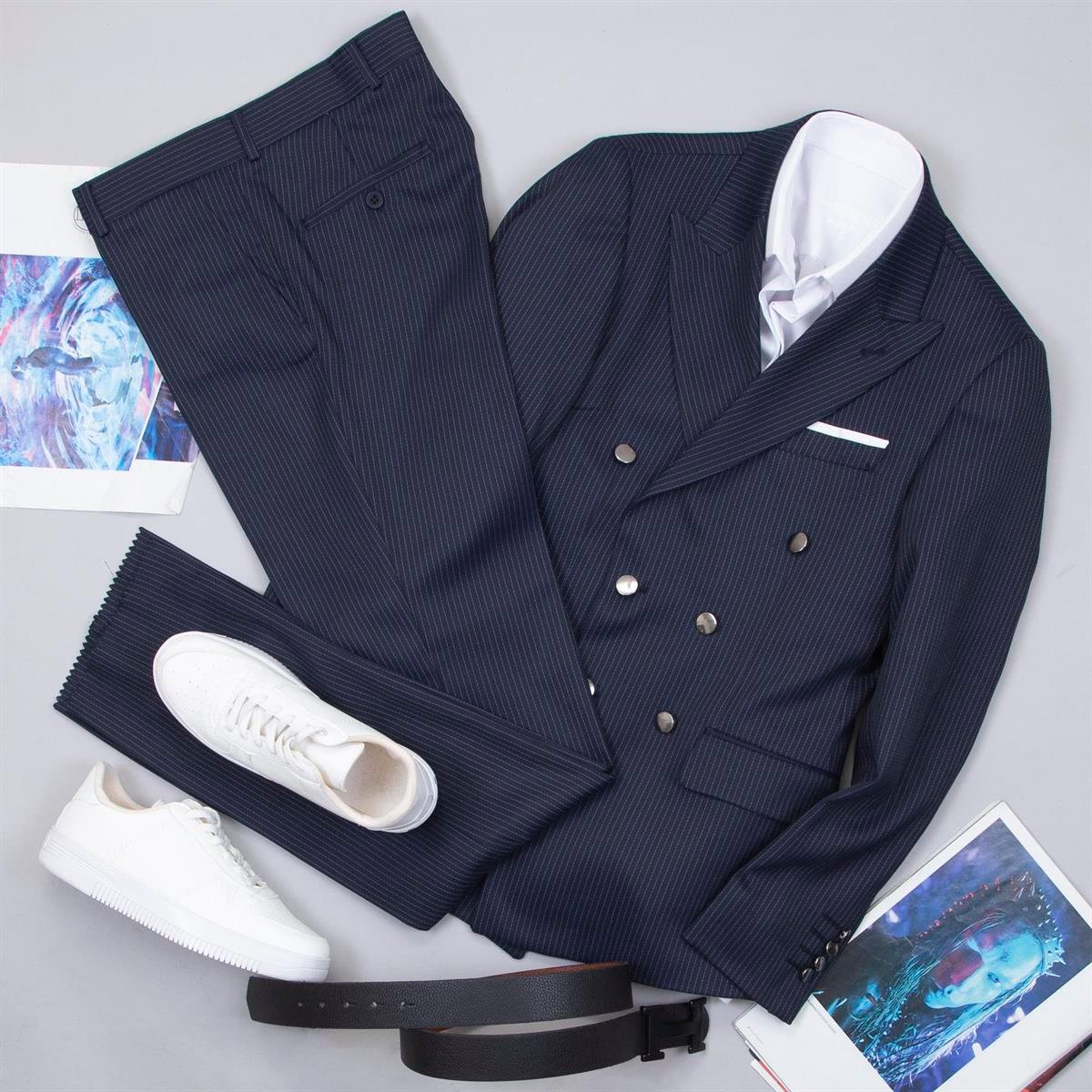 Lacivert Kruvaze Takım Elbise Kombini