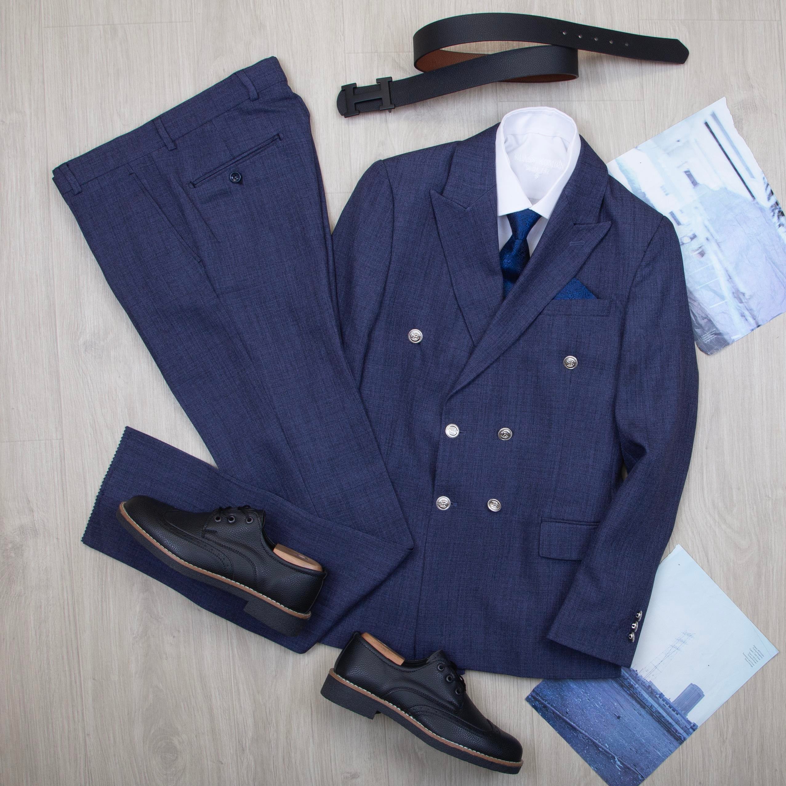 Lacivert Kruvaze Takım Elbise Kombini