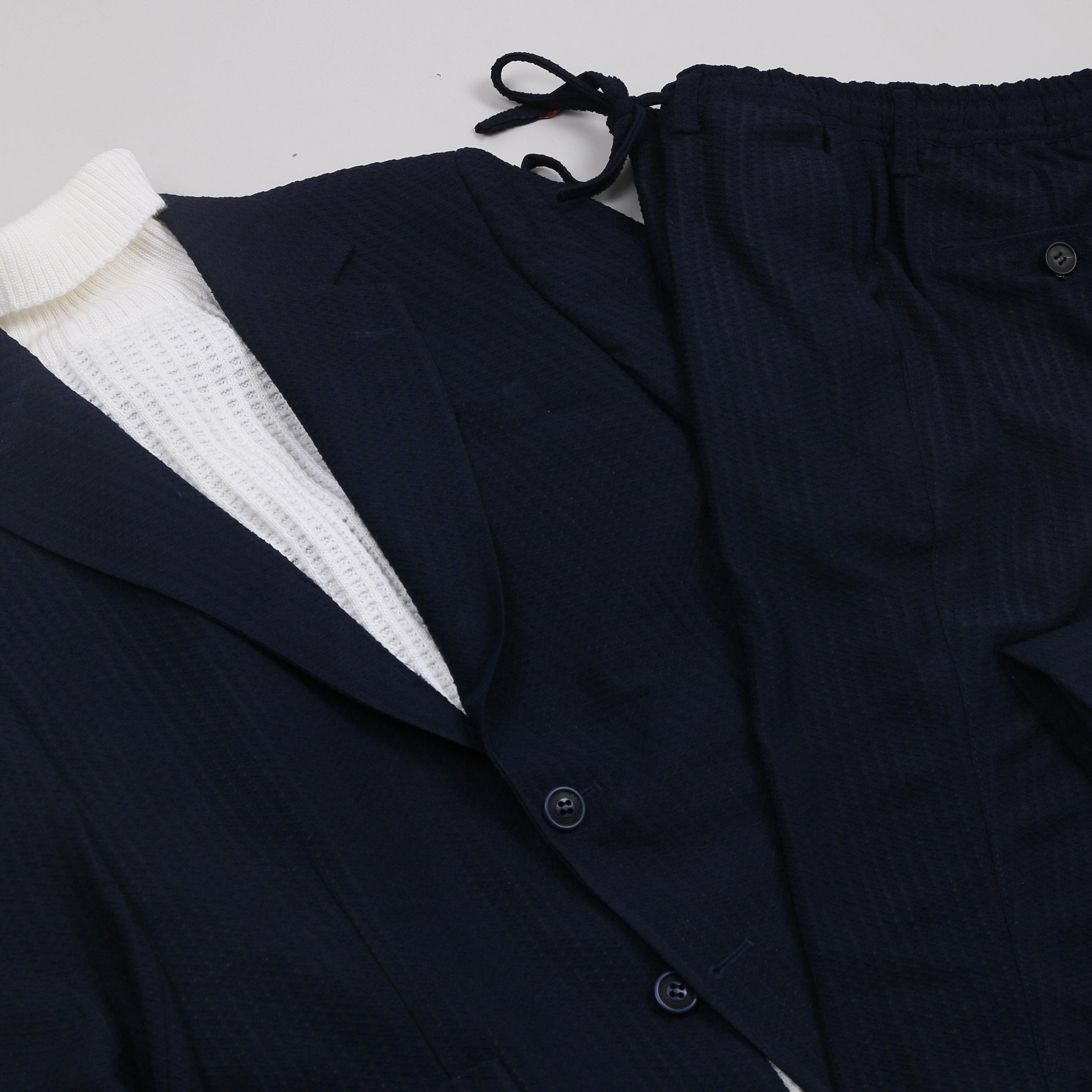 Lacivert Örgü Desenli Spor Takım Elbise Kombini