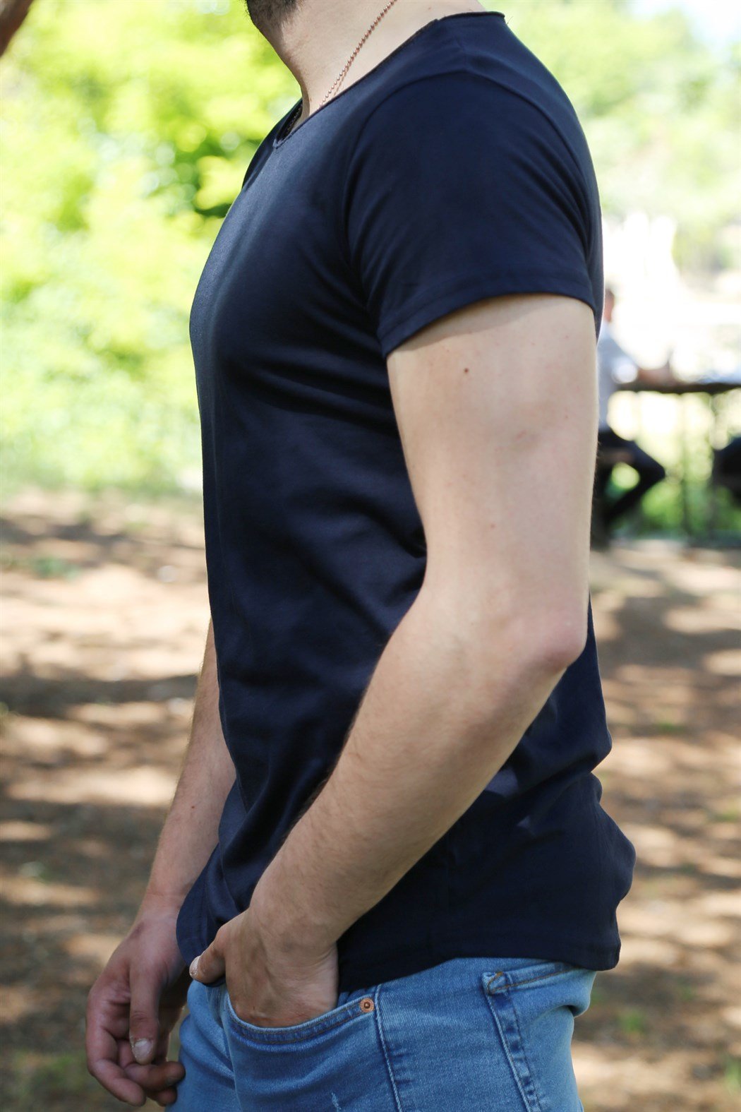 Lacivert Oval Kesim Basic Tshirt