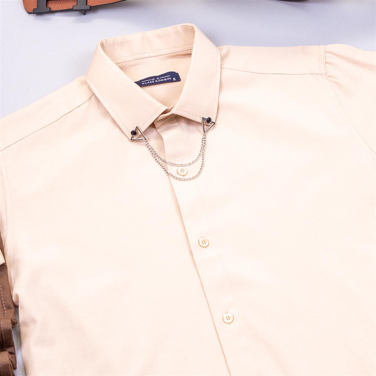 Lacivert Pantolon Bej Gömlek Ayakkabı Kombin