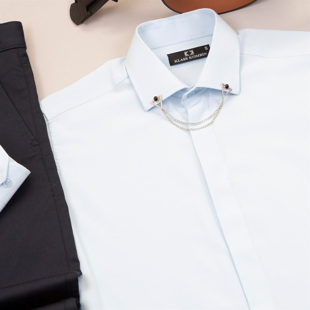 Lacivert Pantolon Mavi Gömlek Ayakkabı Kombin