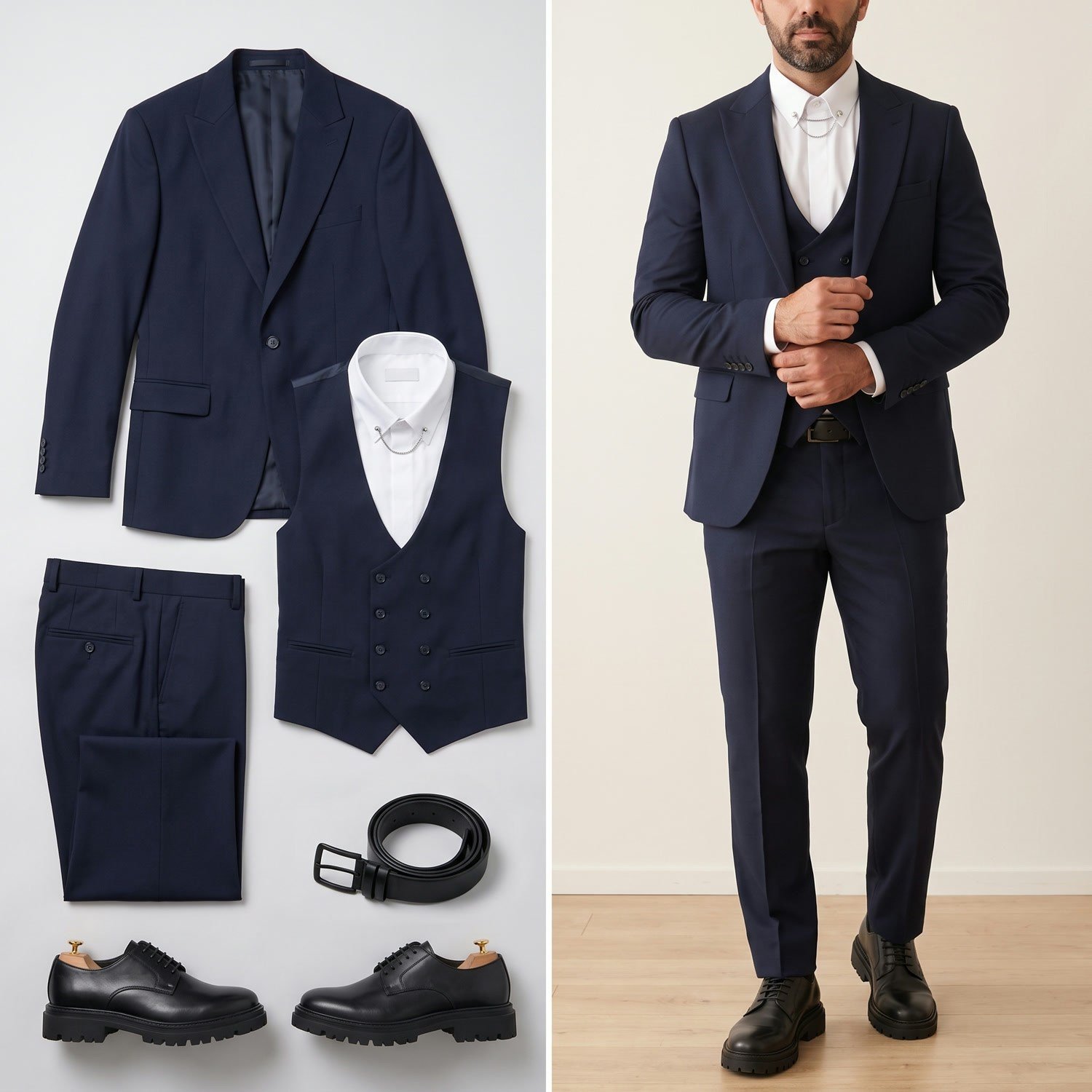 Lacivert Takım Elbise Kombini Erkek | Slim Fit Şık Komple Set 
