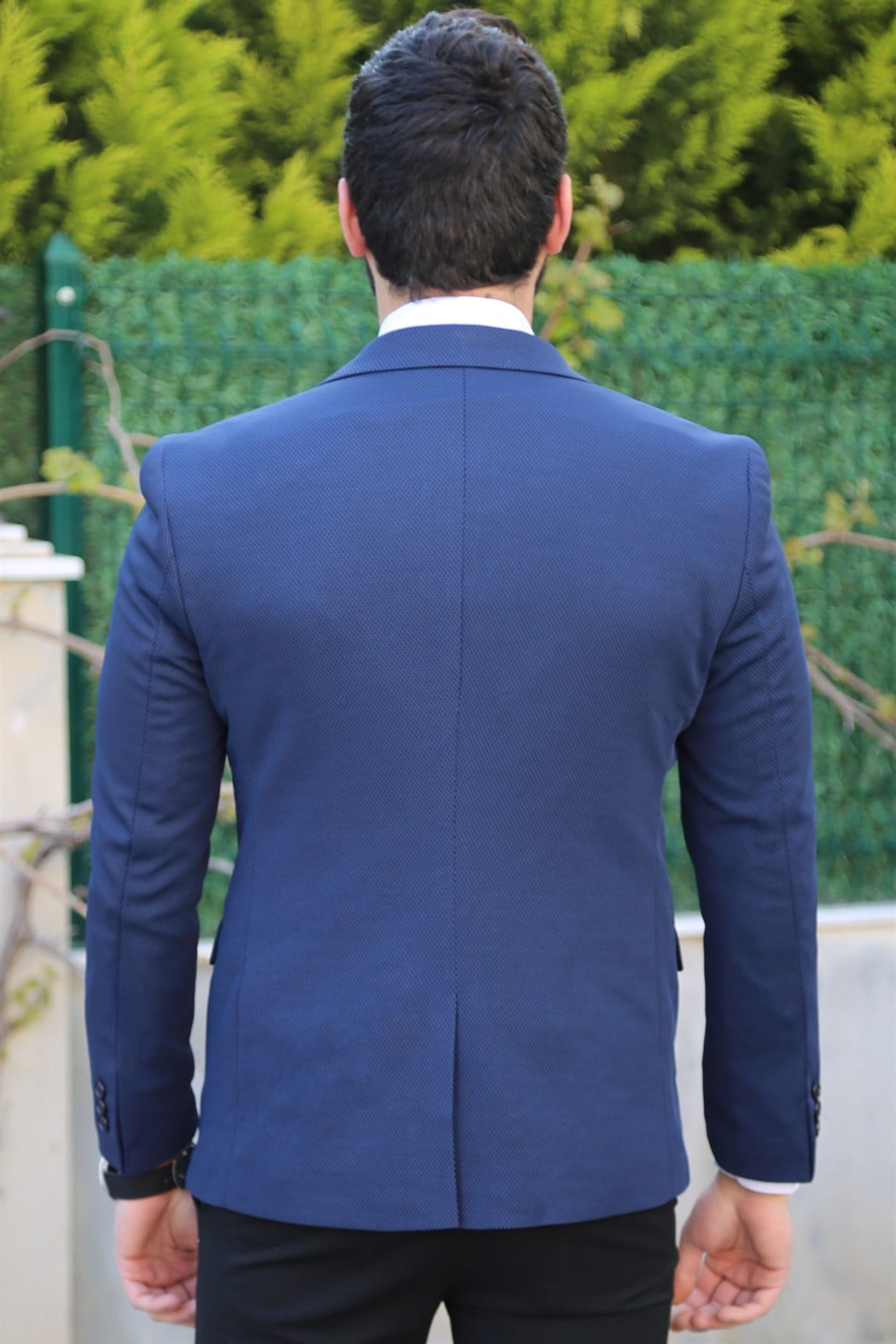 Lacivert Tek Düğme Blazer Ceket