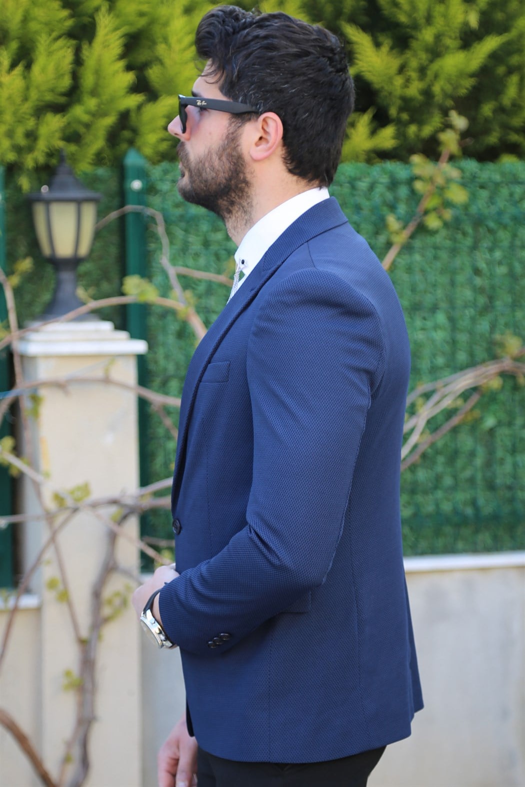 Lacivert Tek Düğme Blazer Ceket