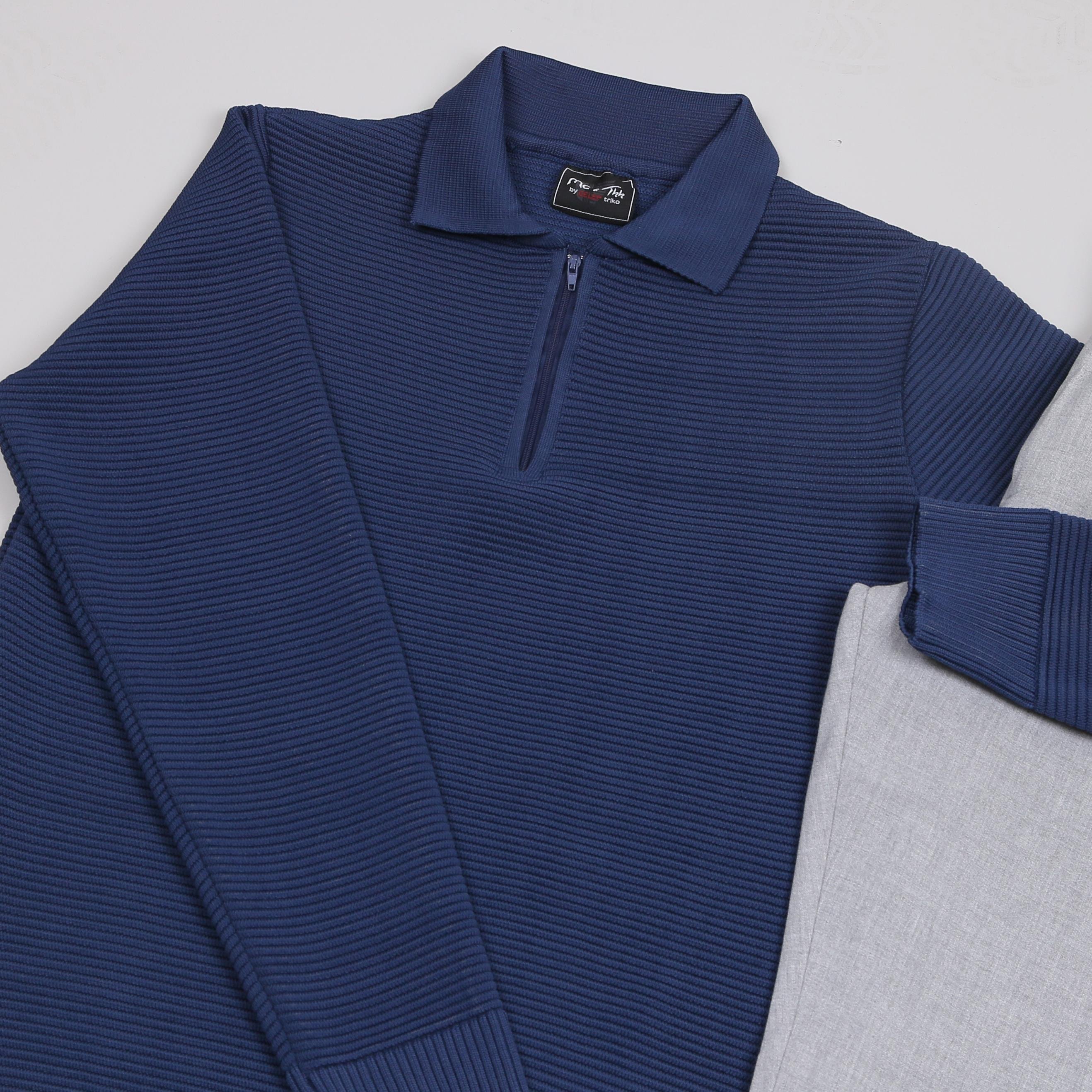 Lacivert triko Kazak Gri kumaş Pantolon