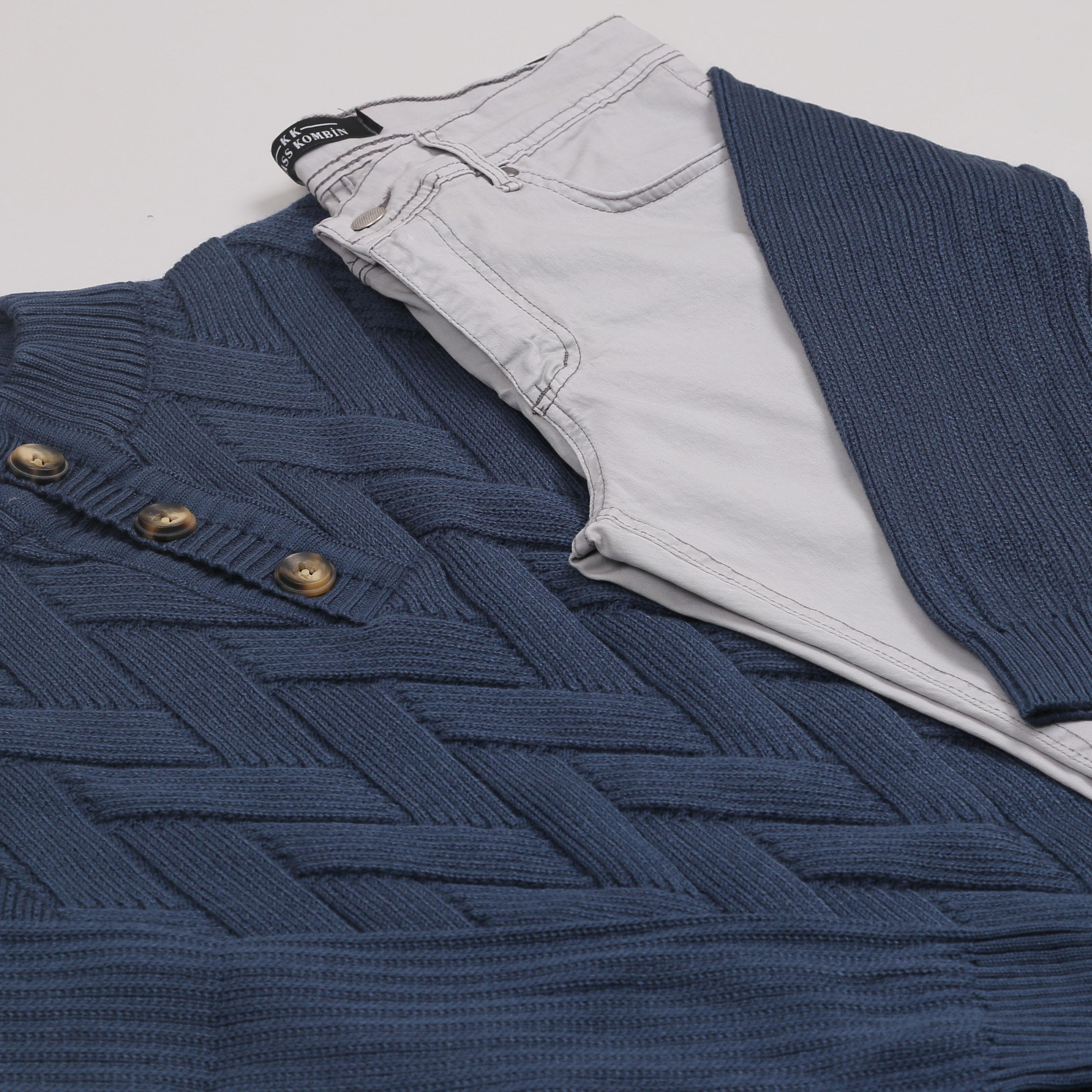 Lacivert Triko Kazak Kot Pantolon Ayakkabı Kombini