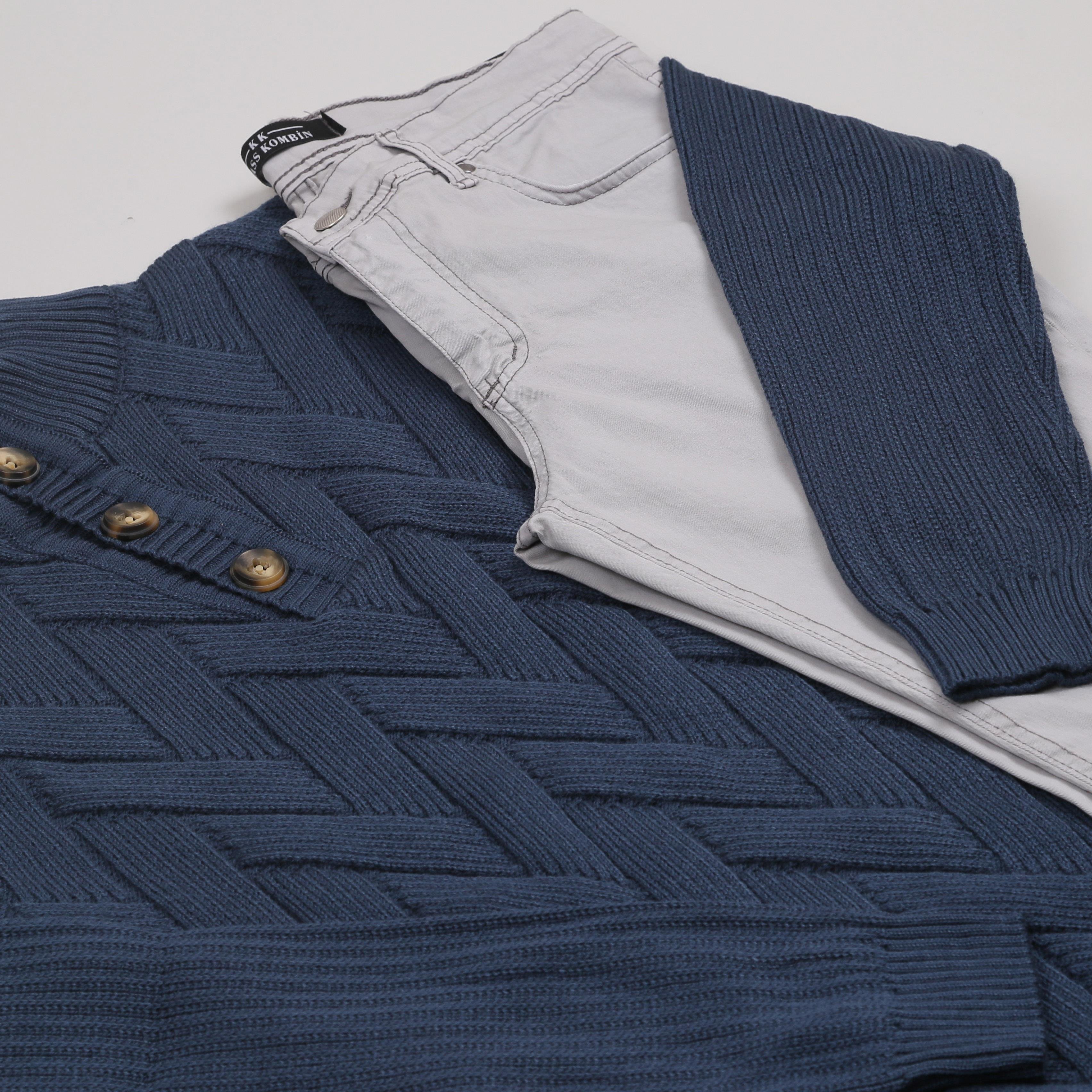 Lacivert Triko Kazak Kot Pantolon Bot Kombini