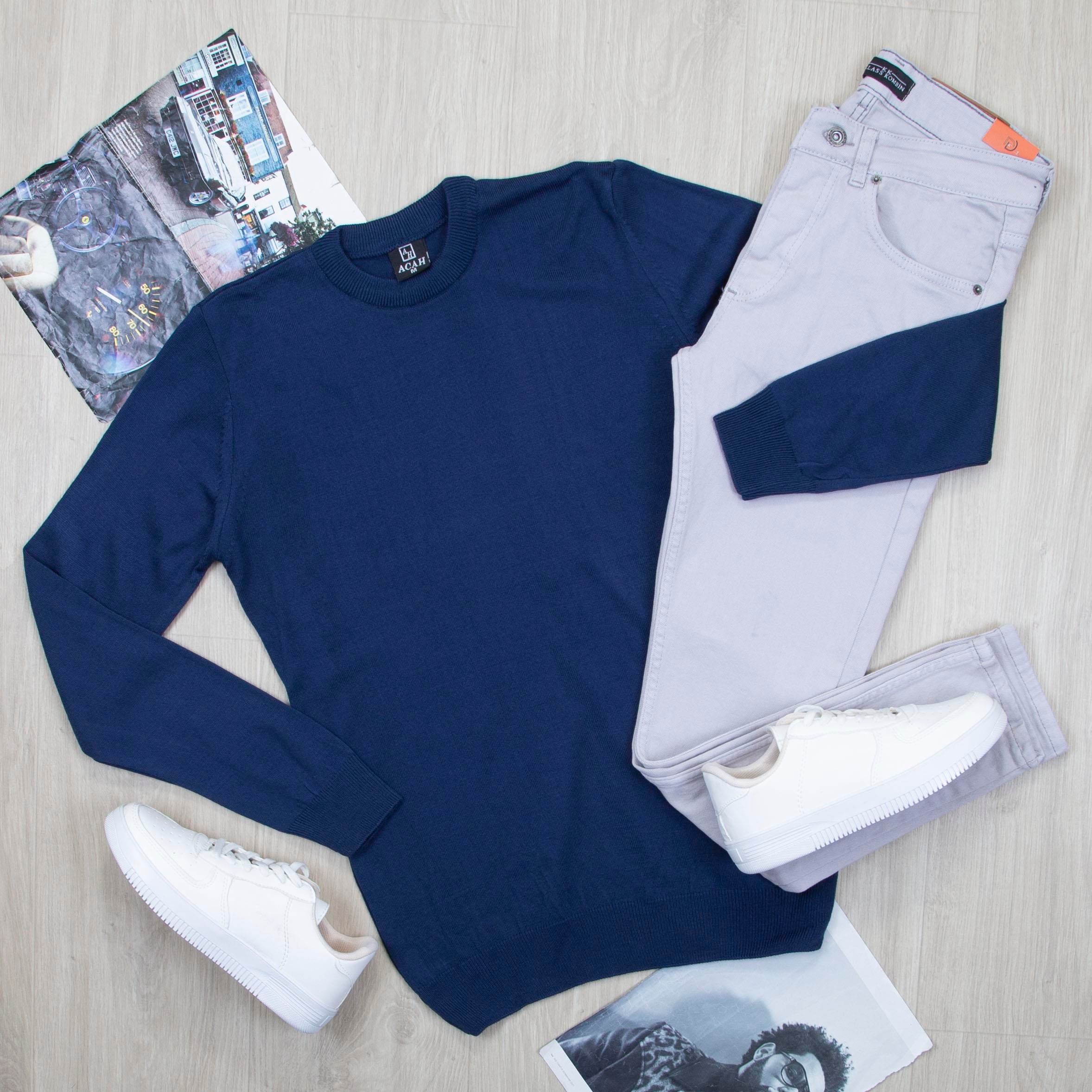 Lacivert Triko Kazak Pantolon Ayakkabı Kombin