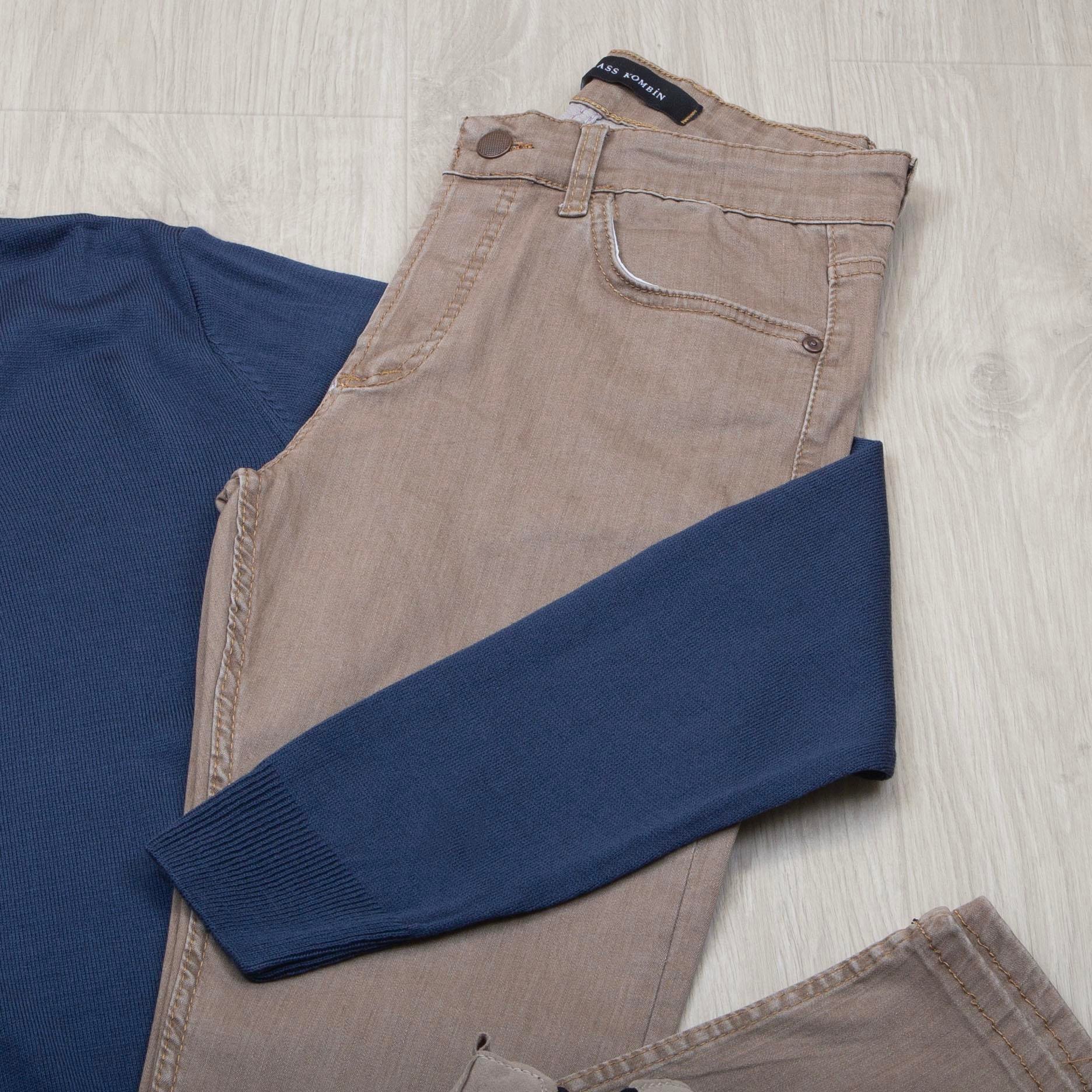 Lacivert Triko Kazak Pantolon Bot Kombin 